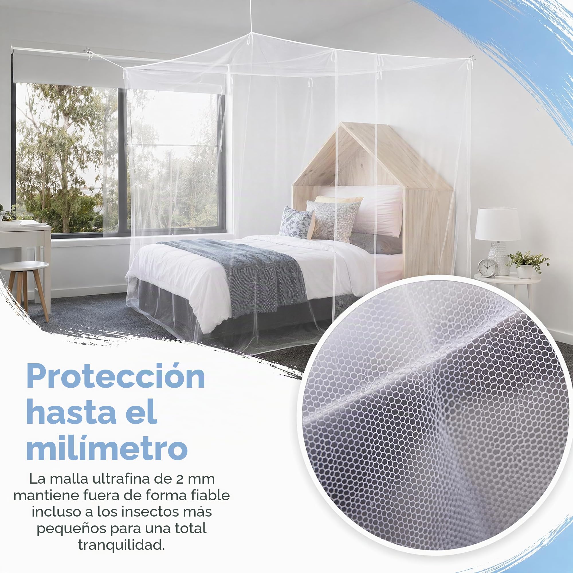 BUZIFU Mosquitera para Cama Individual Cuadrada Malla Fina con Ganchos Cuerda Bolsa de Almacenamiento, para Proteger Tu Familia y Tu de Indeseables Mosquitos y Otros Insectos(100 X190X 200cm)