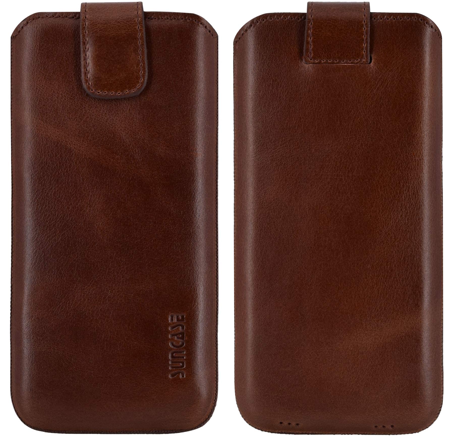 Suncase Vera Pelle Borsa Custodia A Libro Con Chiusura In Caffè Per