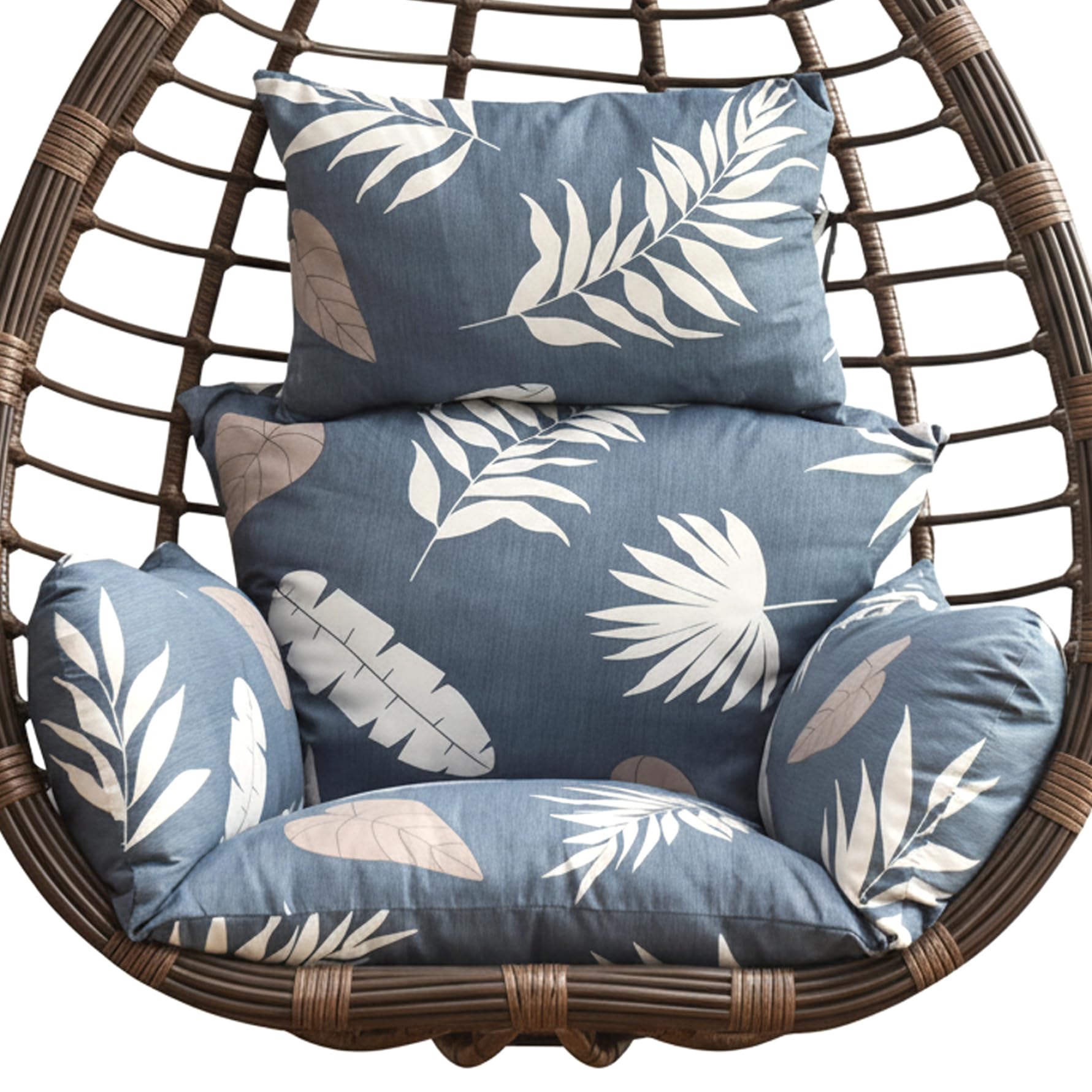 AwnsIMfreien Egg Chair Cushion Set with Vibrant Floral Print - Egg Chair Cushion Replacement for Hanging Basket Chairs, Washable Outdoor Chairs Cushions for Garden gray leaves, Cushions