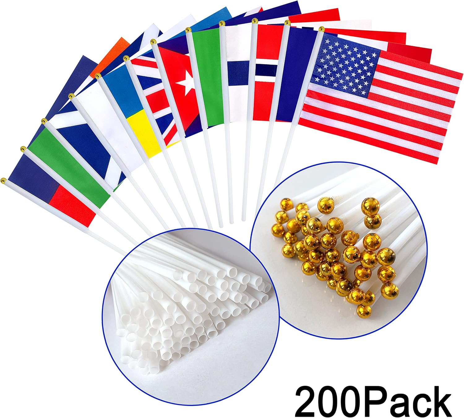 WEITBF 200 Countries International Flags of the World Small Mini Hand Held Flags on Stick,8.2 x 5.5 Inch - Image 5