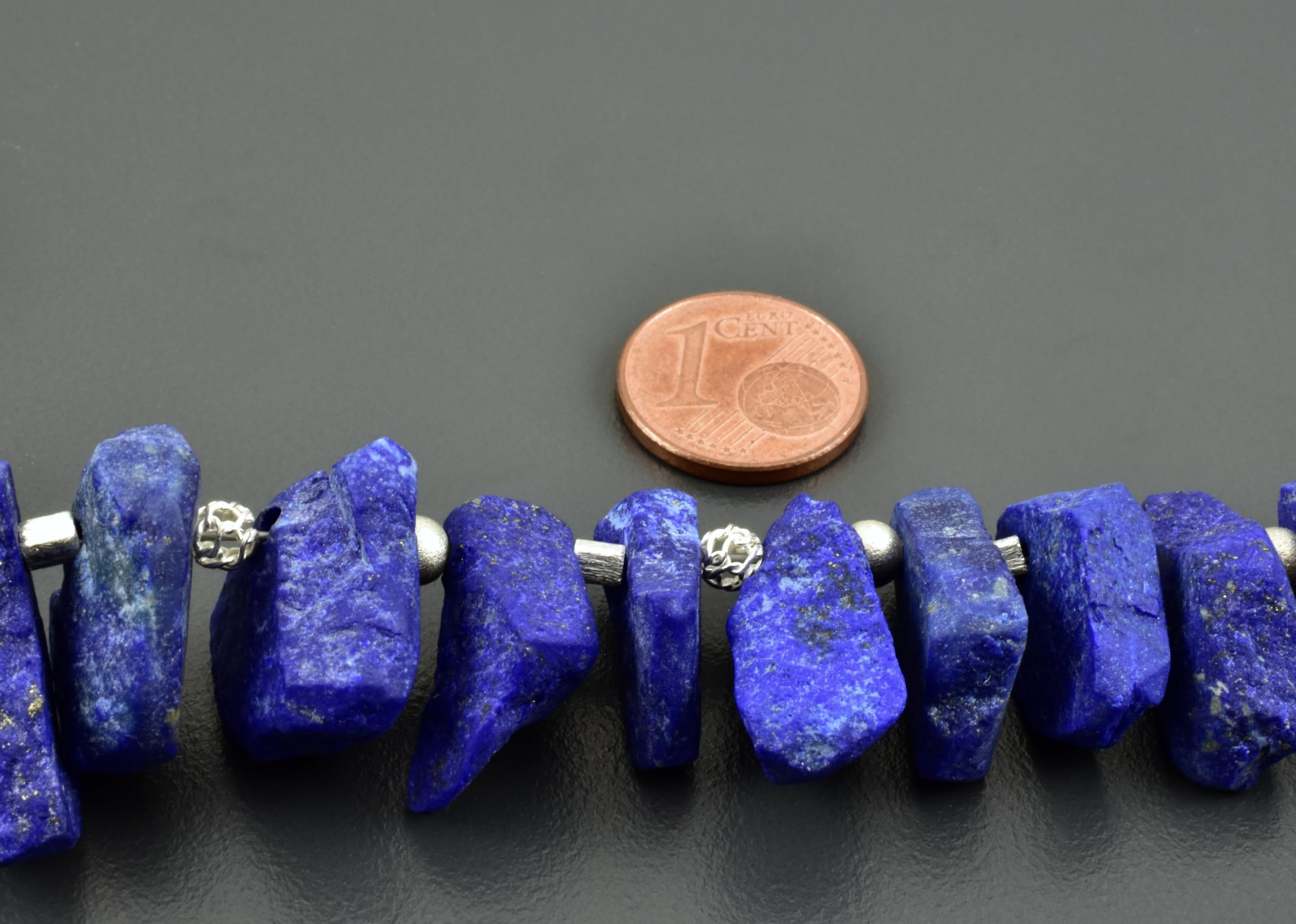 Edle Lapislazulikette, matt mit 925er Silber - Statementkette / Collier