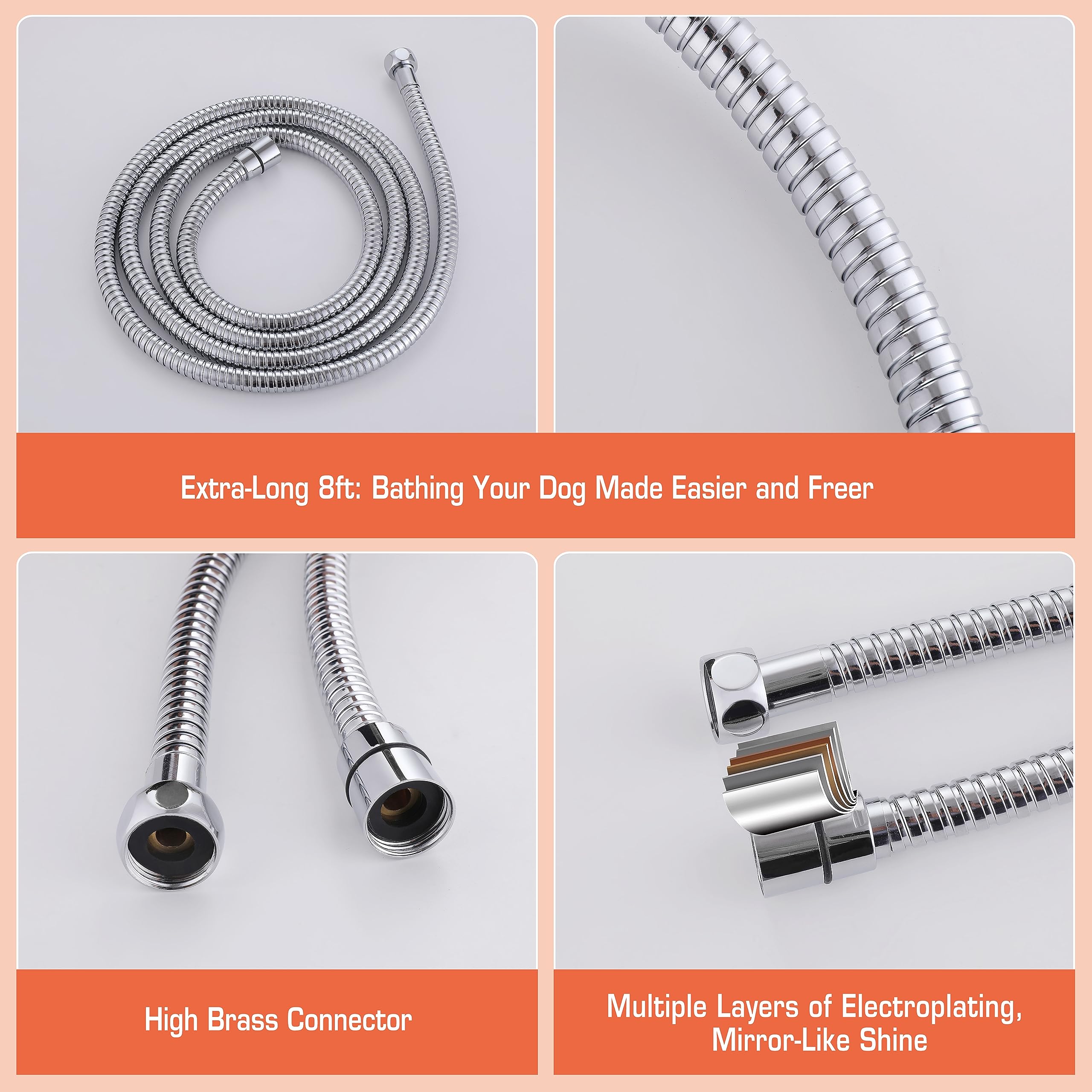 REEGE Juego de accesorios de rociador de ducha para perros para baño de mascotas y lavado de perros, desviador de brazo de ducha con cabezal de ducha de mano y kit de cabezal rociador de manguera, 12