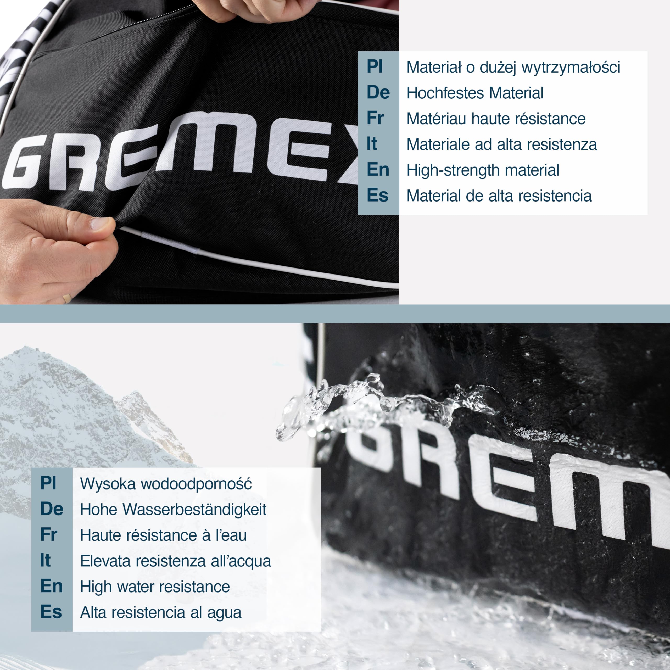 Skischuhtasche mit Helmfach - Wasserfester Skischuhrucksack für Skischuhe und Helm - Widerstandsfähig mit Titan-Nähten - Bequem für Transport, Reisen und Schutz Ihrer Ausrüstung