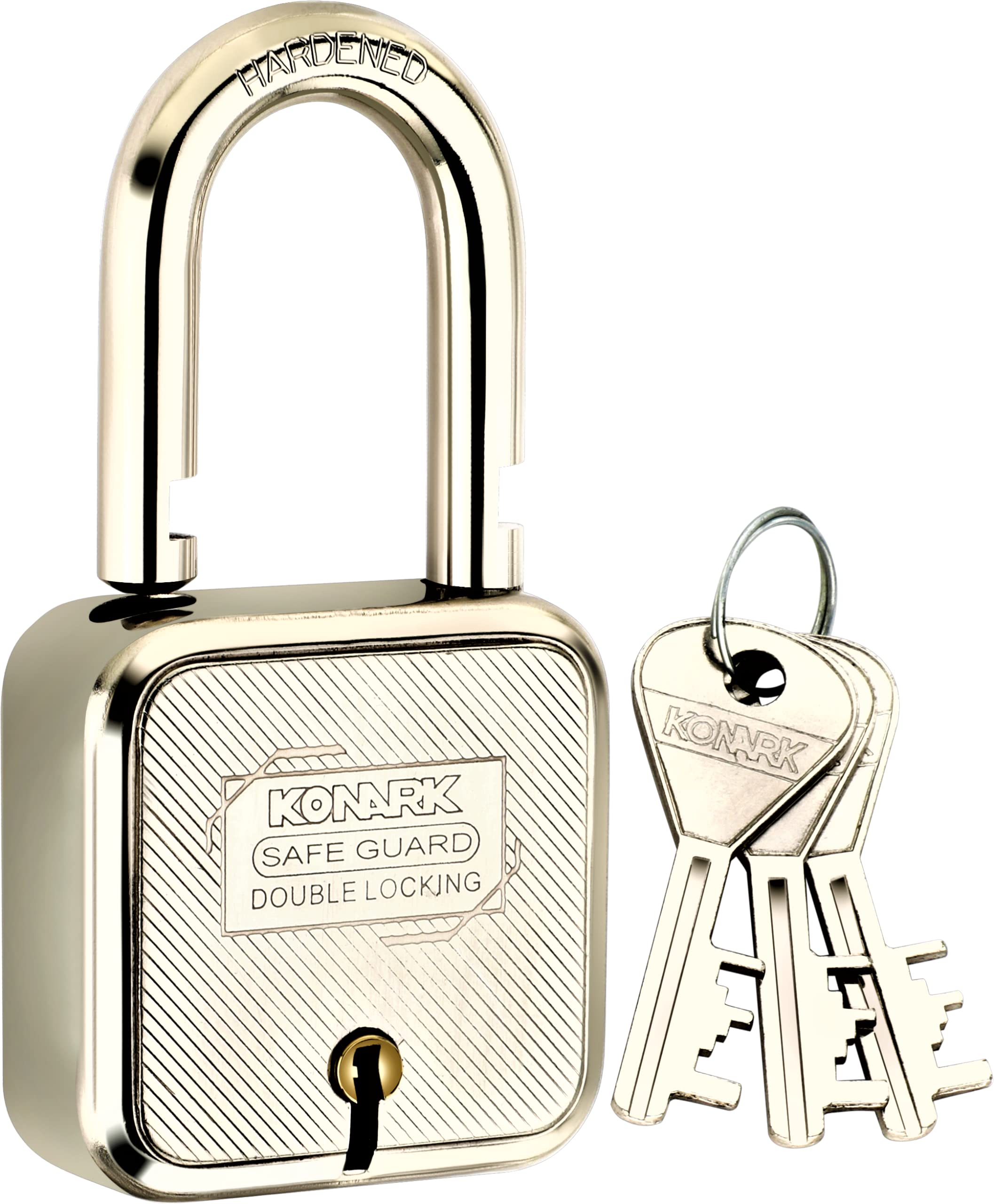 SafeLock with 3 Keys Steel Round, 8 Levers, Silver Finish Padlock for Home, Office, Shops, All Types Gates (Silver) (55 mm)