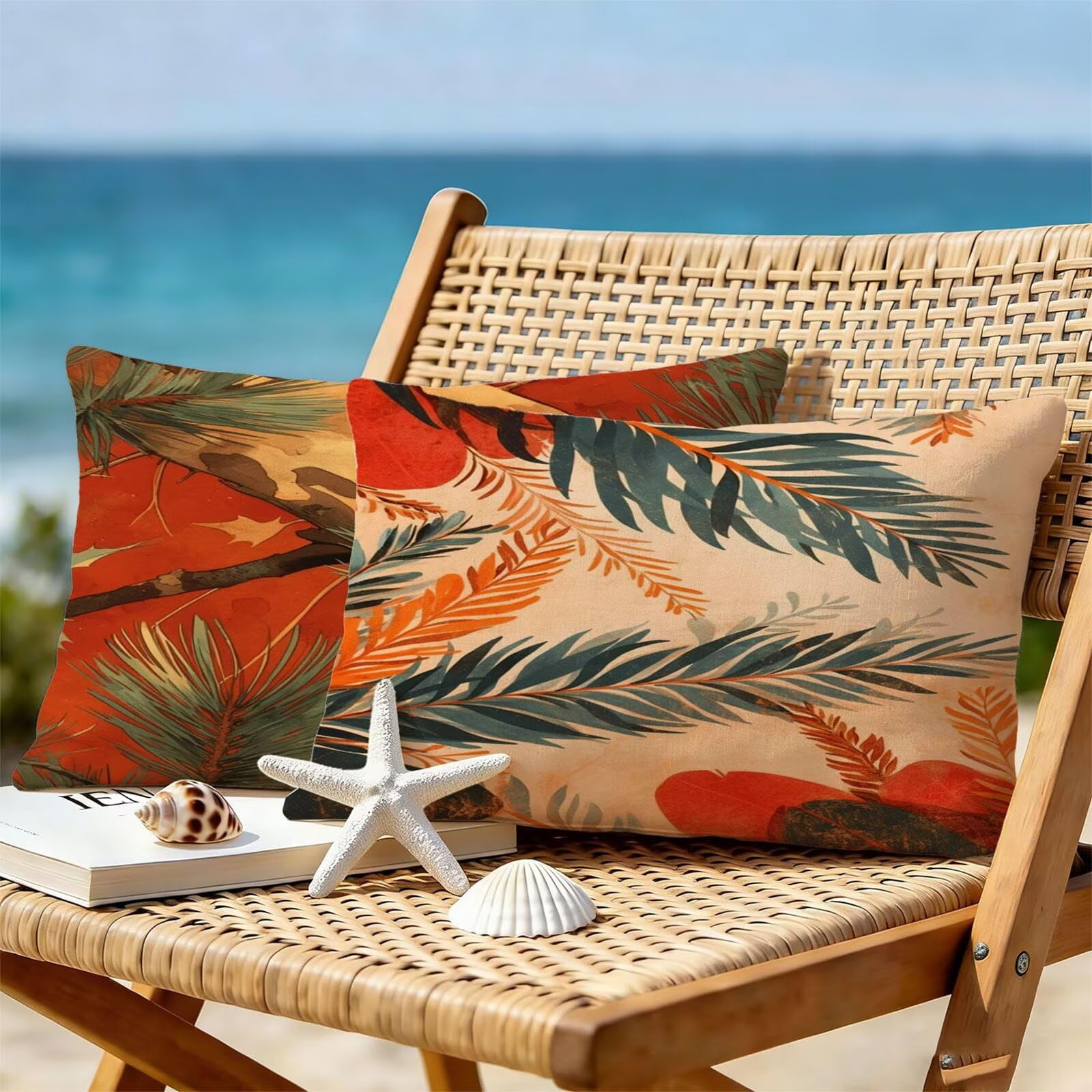 Générique Housse Coussin Exterieur Impermeable 30x50cm Rouge Décoratif Taie d'oreiller Decoration Feuilles Tropicales Housse de Coussin Exterieur Impermeable pour Salon de Jardin Lot 2. T-1679