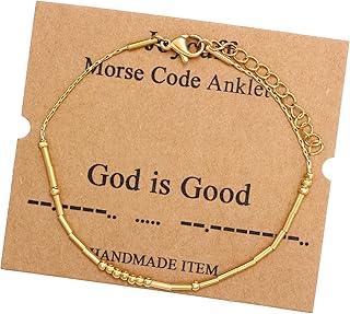 JoycuFF Inspirational Morse Code Anklets for Women Ankle Bracelets for Women, Motivational Encouragement Gifts for Daughter Friends Mother Coworkers Adjustable Gold Ankle Bracelets