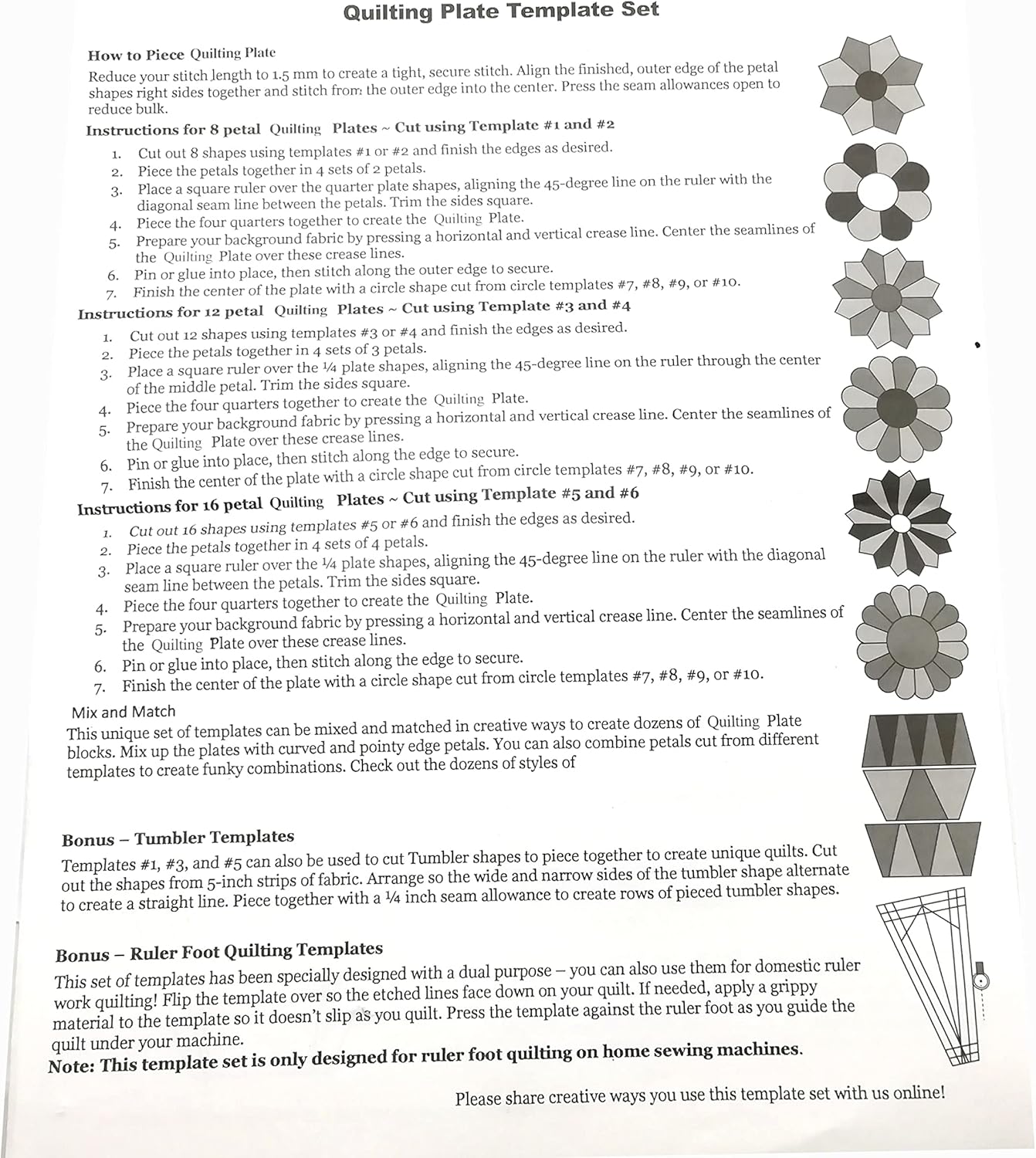 Penguasa Patchwork Dresden Plate Template Set untuk Rumah Tangga Mesin Jahit 1Set = 7Pcs # DPT-7