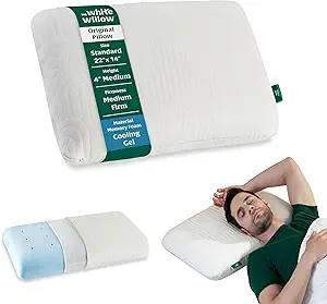 The White Willow Memory Foam Cooling Gel Orthopedic Bed Pillow for Sleeping & Neck Pain Relief Suitable for Back Sleeper, Side Sleeper & Stomach Sleeper with Pillow Cover (22" L x 15" W x 4" H,Multi)