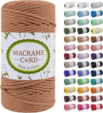 Macrame Rope, 0.2 inches 5 mm x 100 m, Cotton Rope Yarn, Macrame Yarn, Cotton Rope, Thick Rope, Macrame String Case DIY, Wall Hanging, Dream Catcher, Potted Plant Decoration, Knitting,
