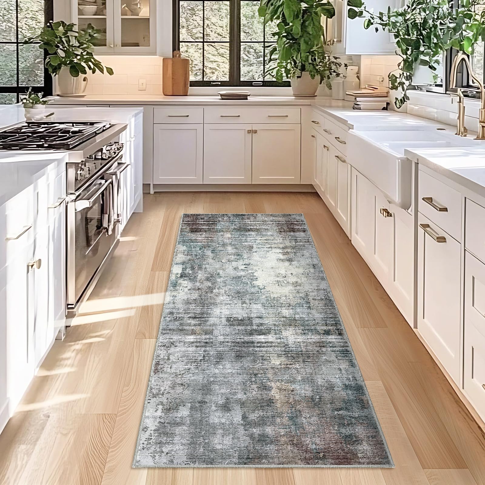 SONGLET Washable Rugs Living Room 60X180cm, Non-Slip Rug for Bedroom Soft Modern Low-Pile Carpet Stain Resistant