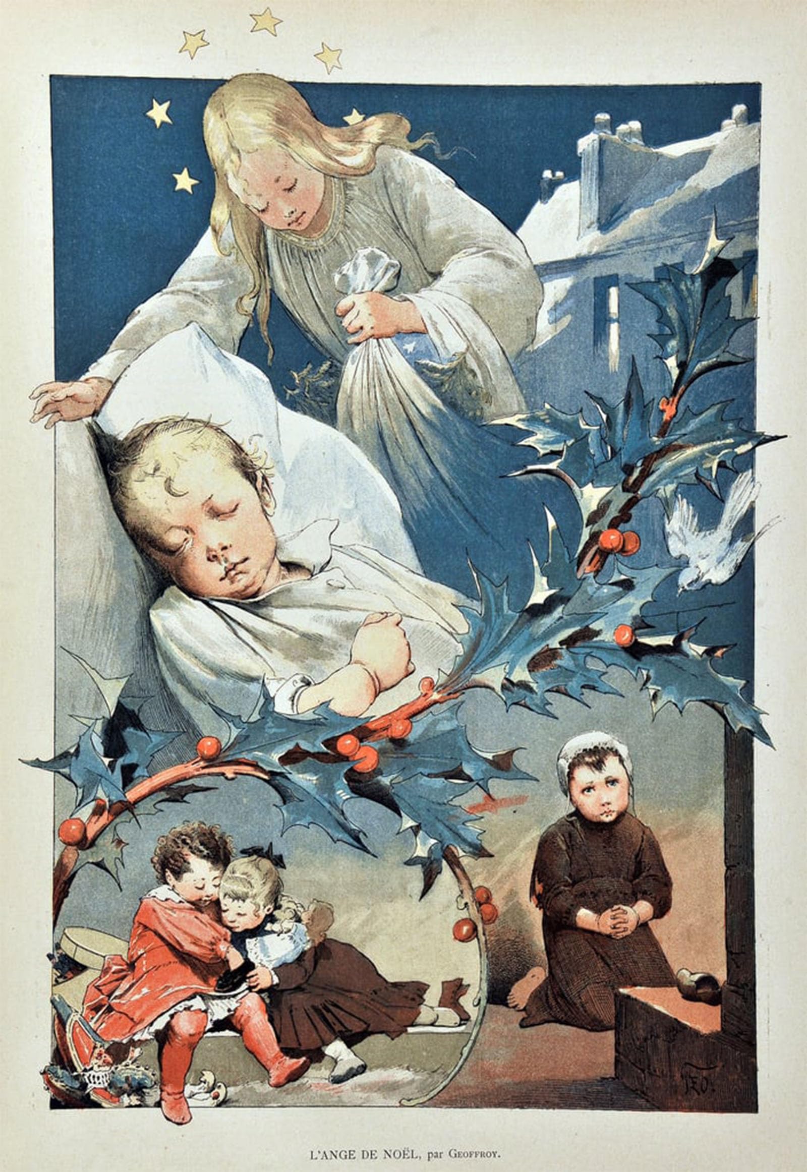 Posteriik No Frame Famous Animal Posters Vintage Picture The Angel Of Christmas Illustration By Henri Jules Jean Geoffroy Modern Wall Decor For Home Decor 60X90cm