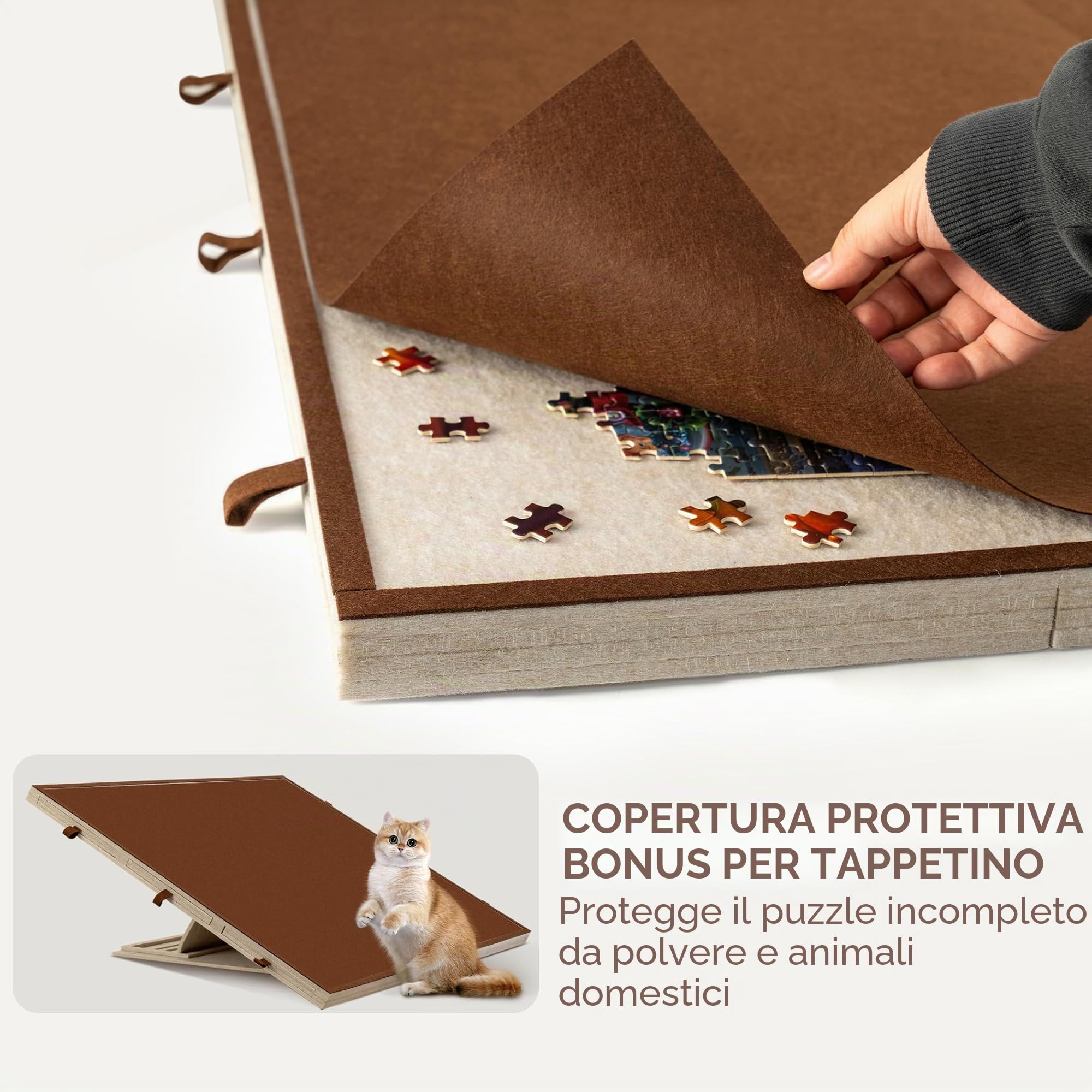 Becko US Tavola puzzle pieghevole e inclinabile con 6 cassetti e coperchio, tavolo puzzle leggero e portatile con supporto integrato per la regolazione dell'angolo per 2000 puzzle