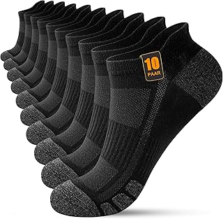 FORVEVO 10 Pairs of Trainer Socks, Men, Women, Cotton Sports Socks, Breathable Running Socks, Short