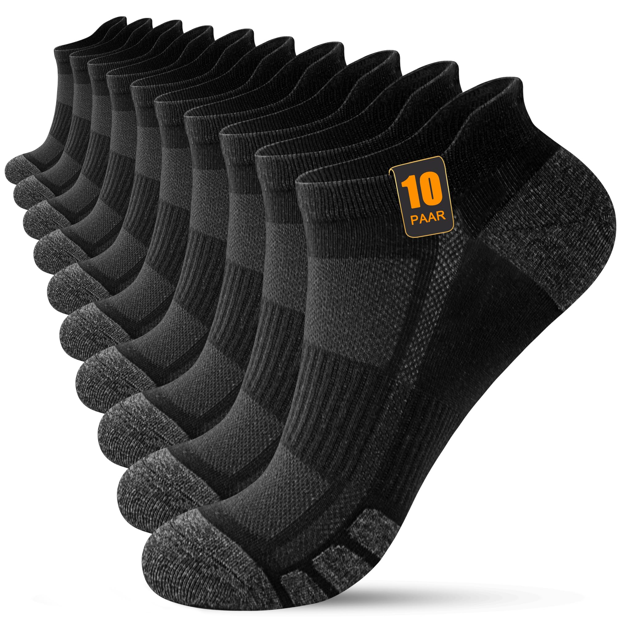 FORVEVO 10 Paar Sneaker Socken Herren Damen, Baumwolle Sportsocken, Atmungsaktive Laufsocken Kurz