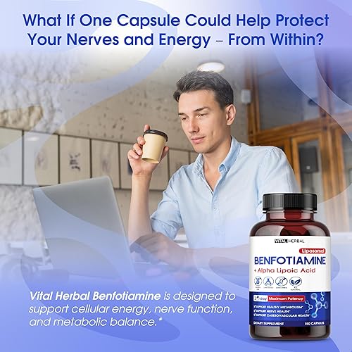 Miniatura 2 de Vital Herbal Benfotiamina liposomal con ácido alfa lipoico - Máxima potencia - Apoya el metabolismo saludable