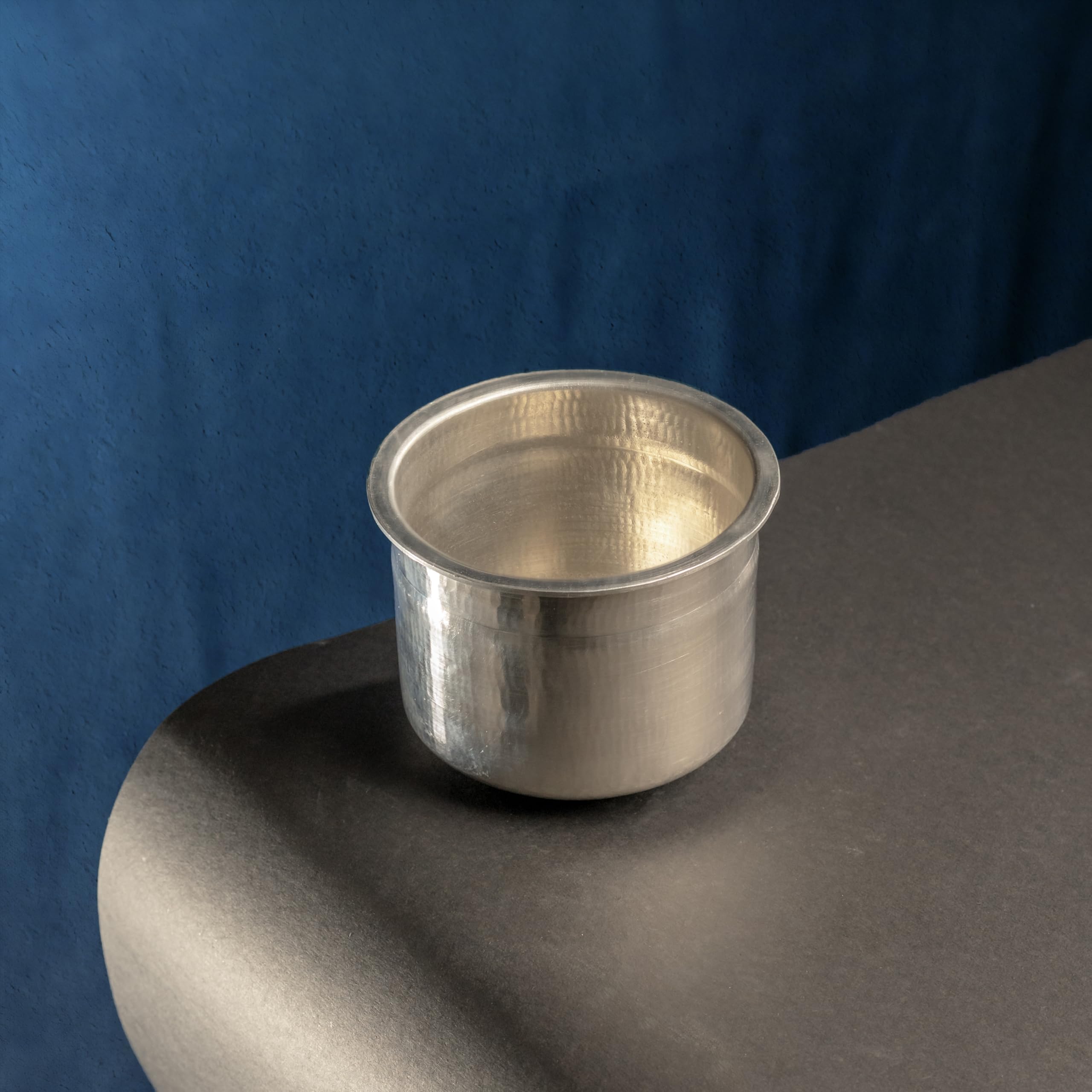 Zishta Handmade Eeya Chombu/Tin Chombu/Rasam Vessel for Traditional Cooking - Adukku Shape (XL) Traditional Pure Tin Vessel | Ideal for Preparing Tasty and Healthy Rasam (Dia: 14.5cm, Cap: 1.1-1.2L, H: 12.3cm, 0.72 Kg) 1
