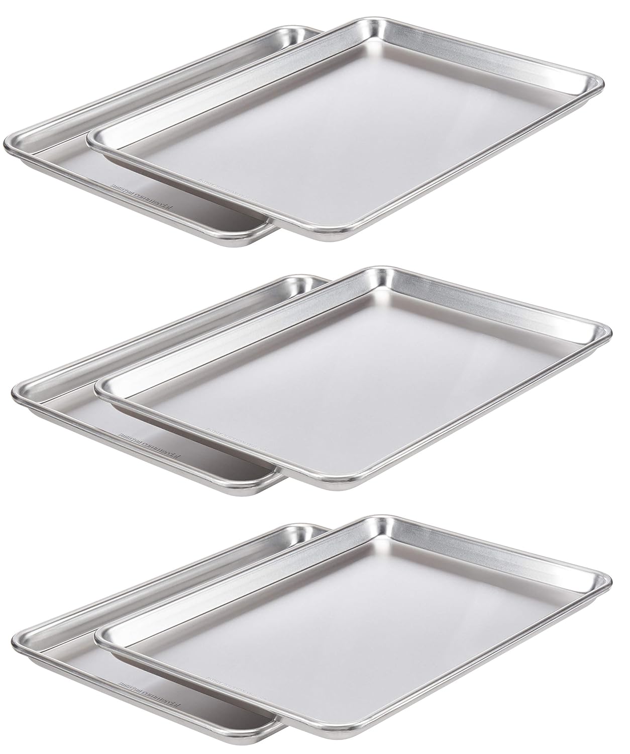 AmazonCommercial Aluminum Baking Sheet Pan, 1/2 Sheet, 17.9 x 12.9 Inch, Pack of 6
