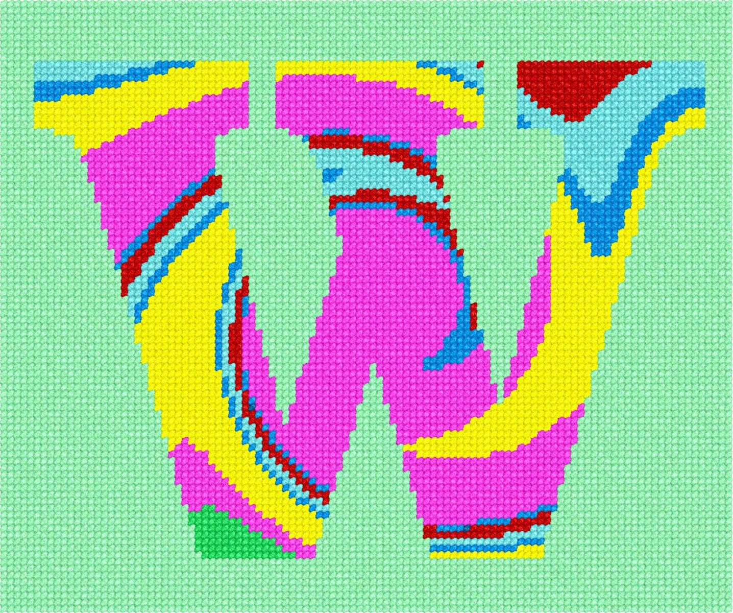 Pepita Needlepoint kit: Letter W Tie Dye, 8