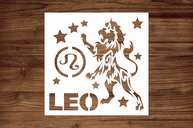 Leo Zodiac Sign Stencil 5.5x5.5 Inch Reusable Plastic Template for Astrology DIY Painting Crafts and Scrapbooking