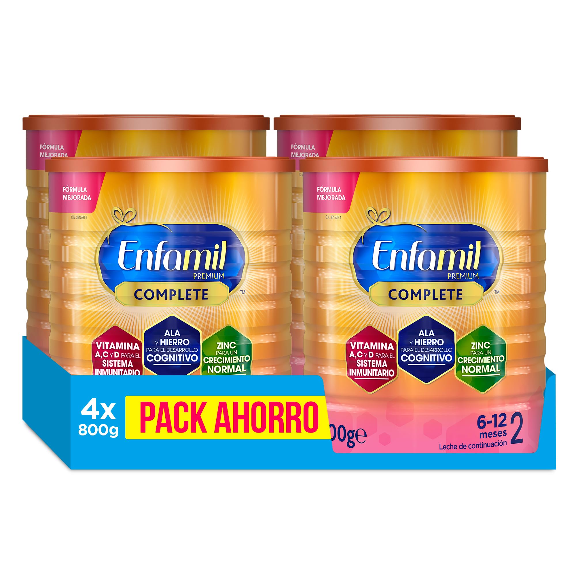 Enfamil Pack Ahorro, Enfamil Premium Complete 2, Fórmula Leche infantil de Continuacion para Lactantes Bebés de 6 a 12 meses, 4x800gr en oferta en Amazon