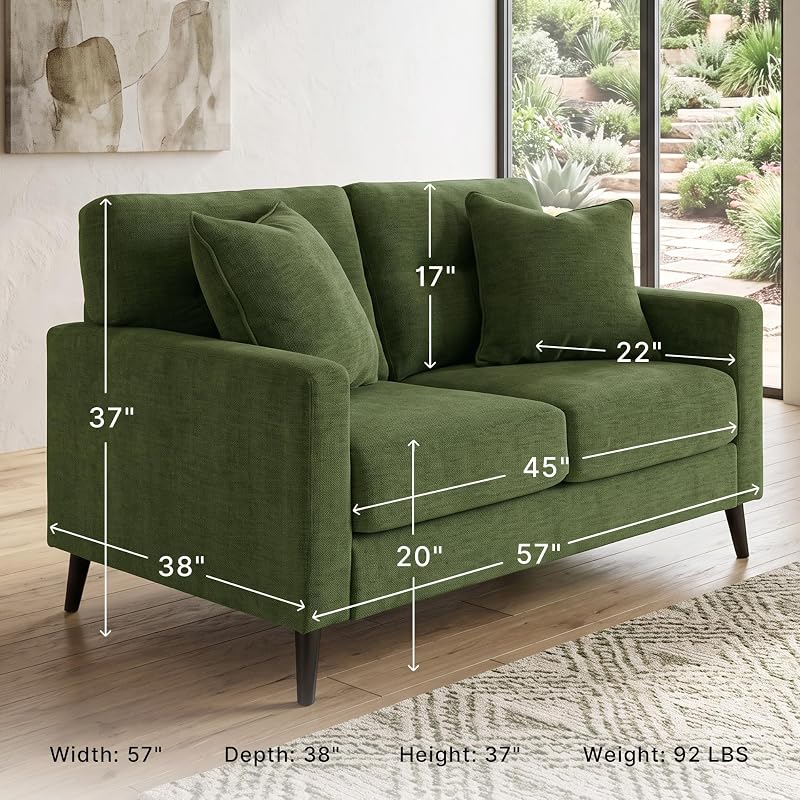 Signature Design by Ashley Bixler Loveseat Sofa, Green Small Couch image 3
