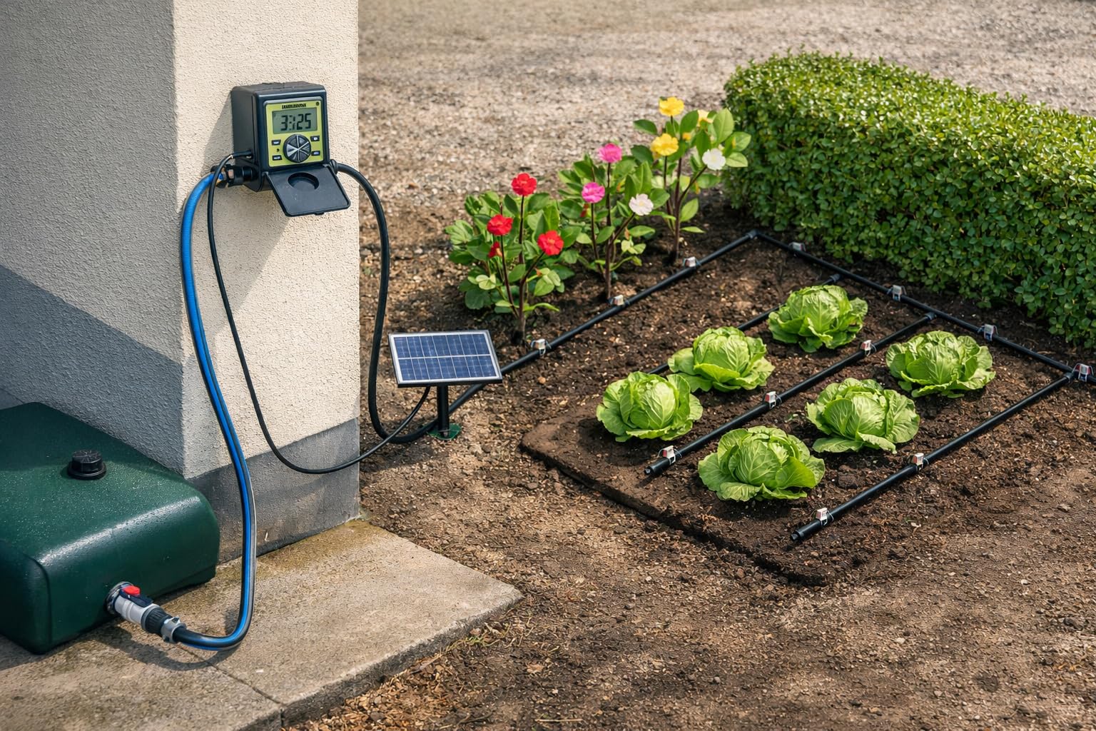 Jardibric - Pompe Récupérateur d’Eau Programmable 180 L/h - Goutte à Goutte - Batterie Rechargeable USB - Compatible Solaire