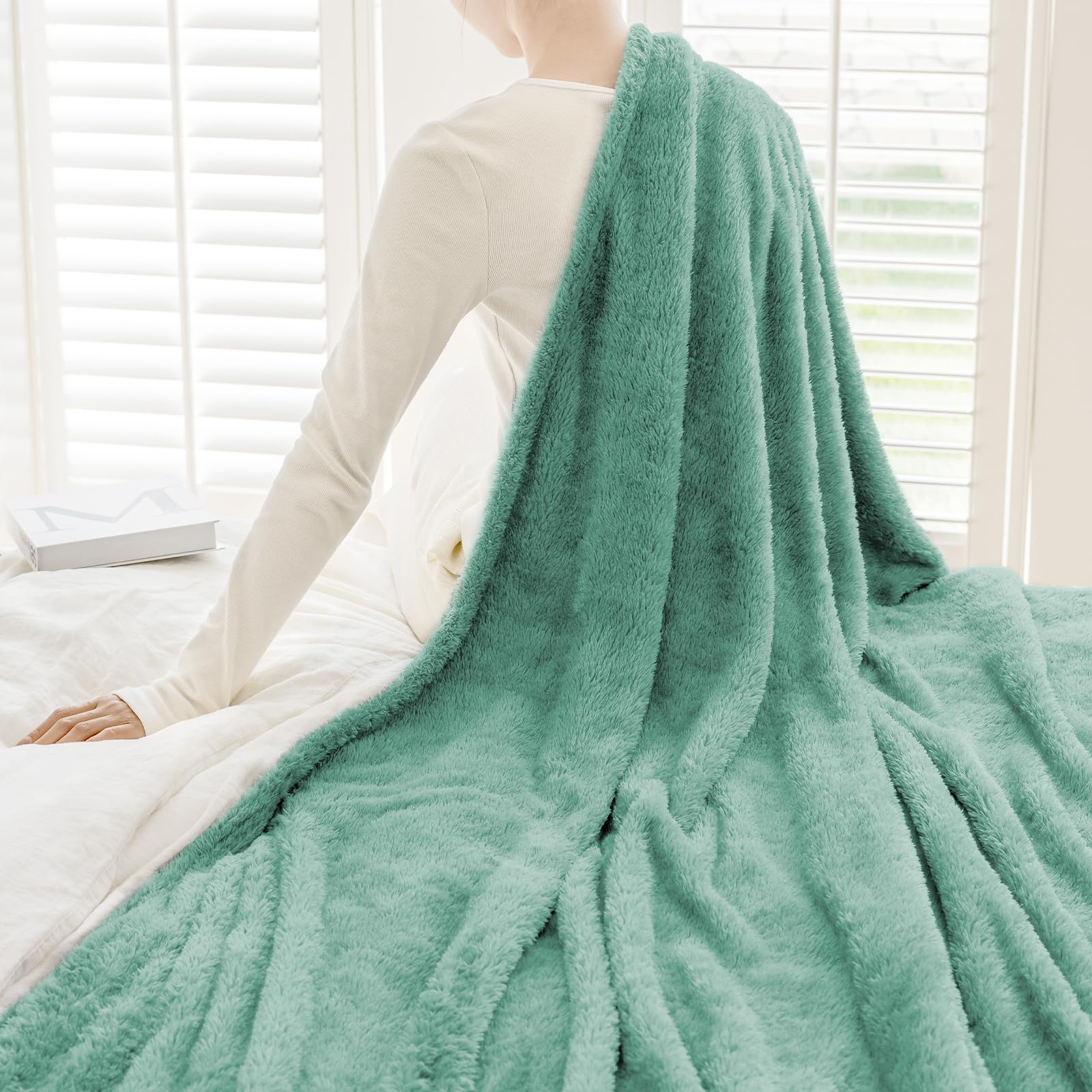 Coperta In Pile Di Flanella Morbida E Calda - Leggera E Accogliente, Colore Verde Acqua, 130x150 Cm