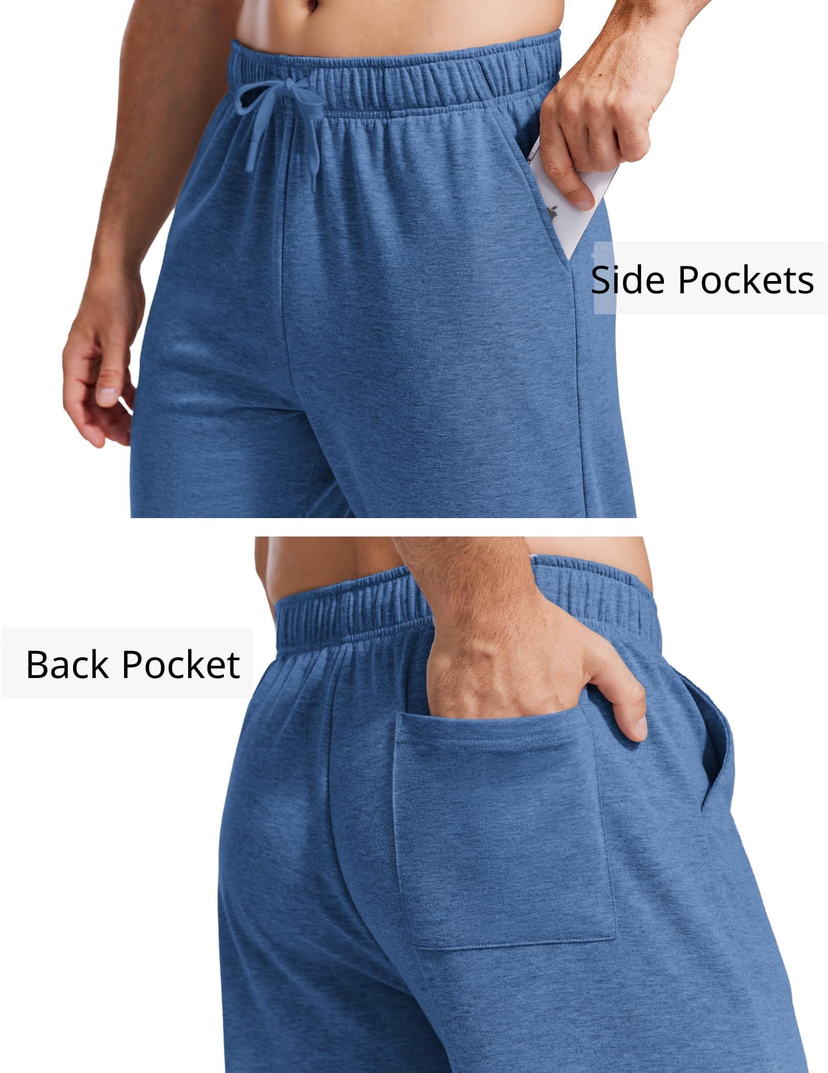 PINSPARK Pantaloni da jogging da uomo, in cotone, leggeri, in vita elasticizzata, con coulisse, con tasche, per lo yoga, per il tempo libero