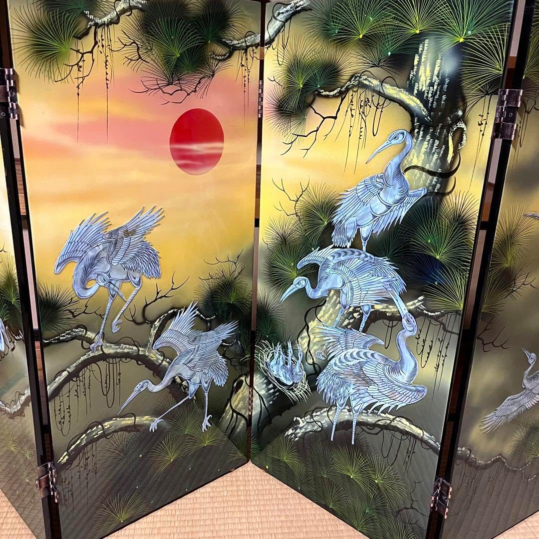 豪華絢爛　螺鈿細工　４連衝立　四曲一隻　屏風　鶴　滝 豪華絢爛 螺鈿細工 4連衝立 四曲一隻 屏風 鶴 滝2026年最新】Yahoo