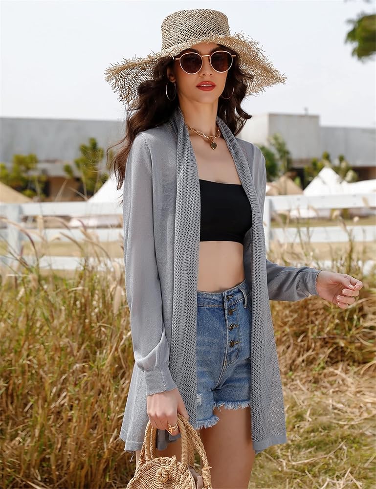 Totatuit Sheer Cardigan Summer Lightweight Open Front