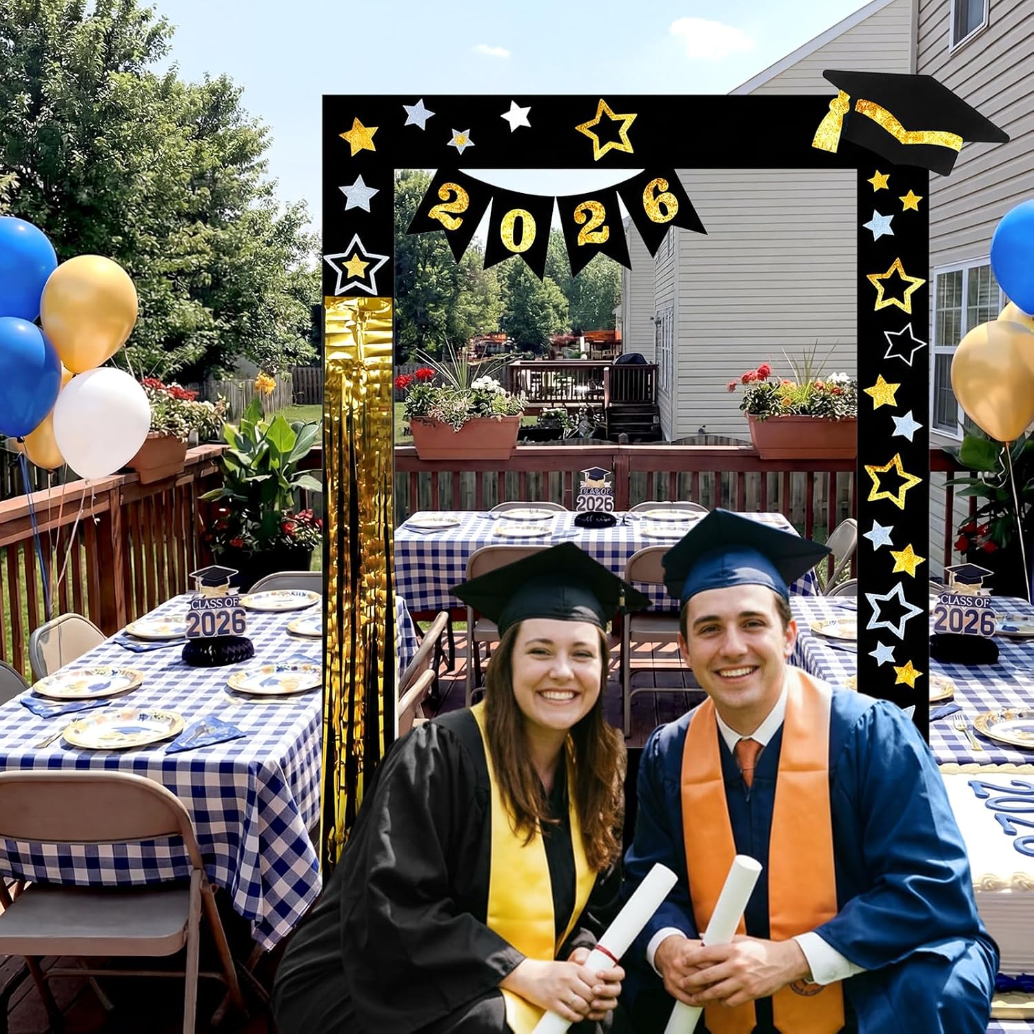 Cinnvoice 2026 Graduation Party Decoration 59 Inches Black and Gold Large Size Photo Props Booth Frame for High School College Grad Congrats Congratulation Picture Display Selfie Favors Backdrop