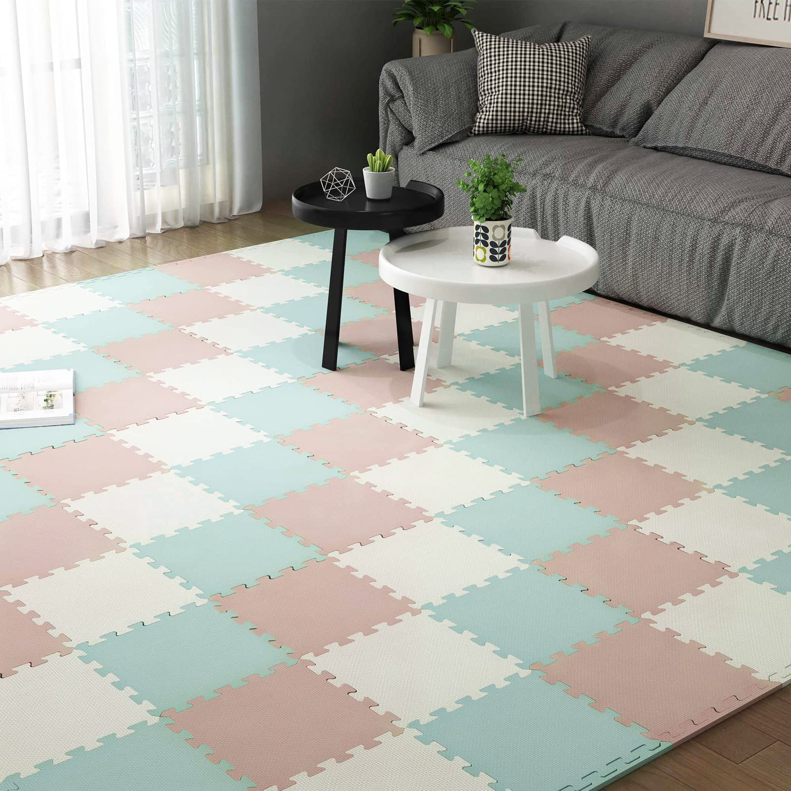 1 'x 1' (30cm x 30cm Tappetini ad Incastro | Tappetino in Morbida Schiuma | Tappetino da Gioco | Tappetino da Palestra (12/18 Pezzi)