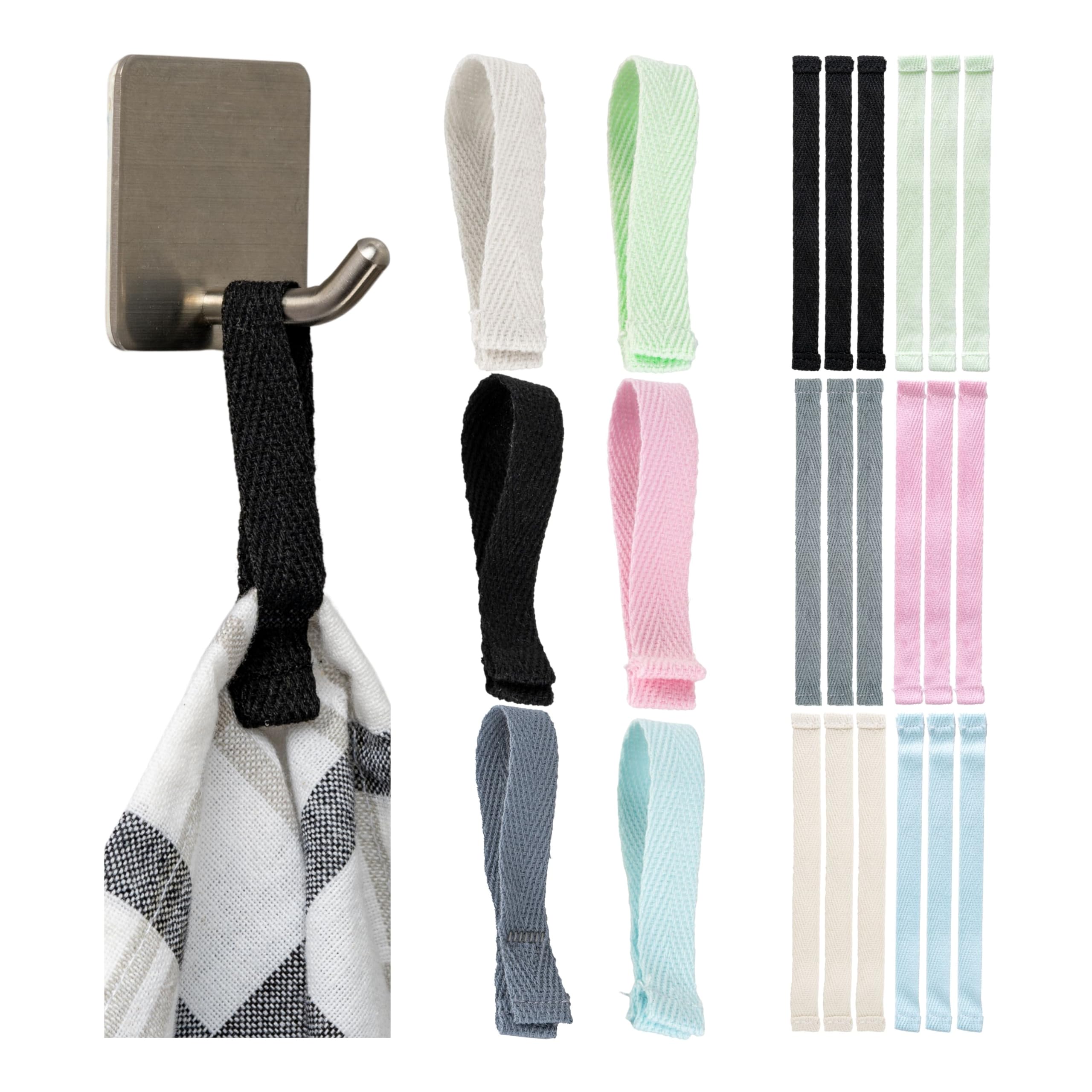 Your Day Mate Sew-on Towel Hangers, 24 Pieces, 150 x 12 mm Loops, six-Colour Set, Made of Cotton, Folded and Sewn Ends, Hanger Holder for Tea Towel, Towel, Cloth, Decoration, Camper
