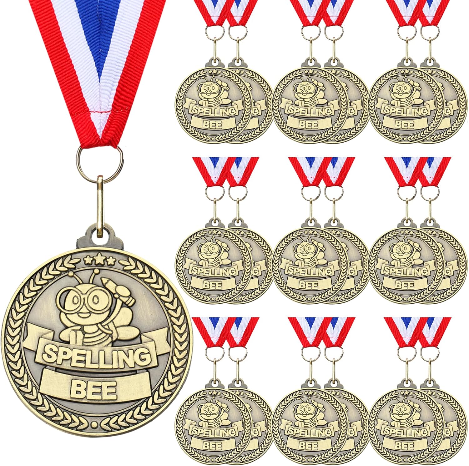 Kenning 20 Pcs 2'' Gold Medals for Awards Bulk Gold Winner Medals with Neck Ribbons Metal Trophy Award Prize Gift for School Graduation Participation Competitions Sports Tournaments