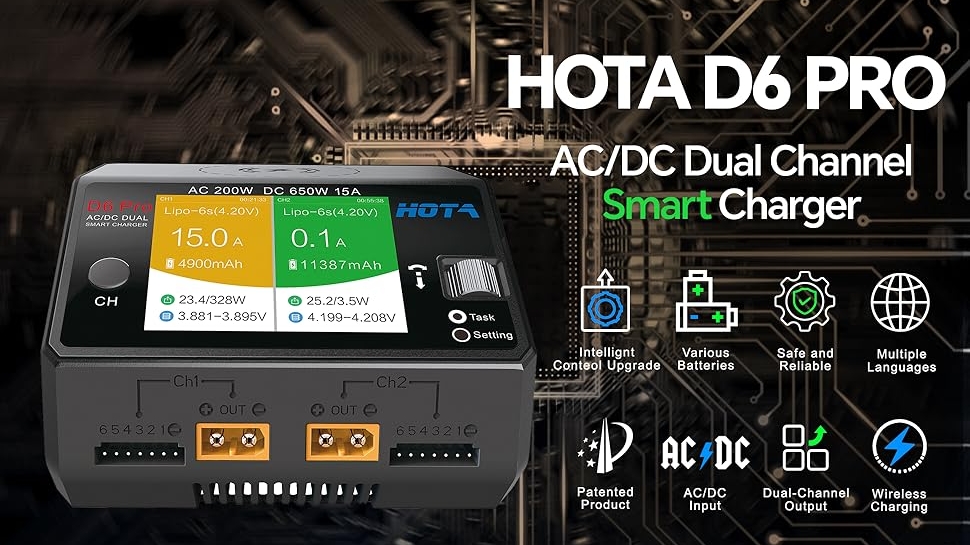 【匿名配送】HOTA D6 Pro HOTA D6 Pro AC 200W DC 650W 15A Wireless Lipo Battery Charger