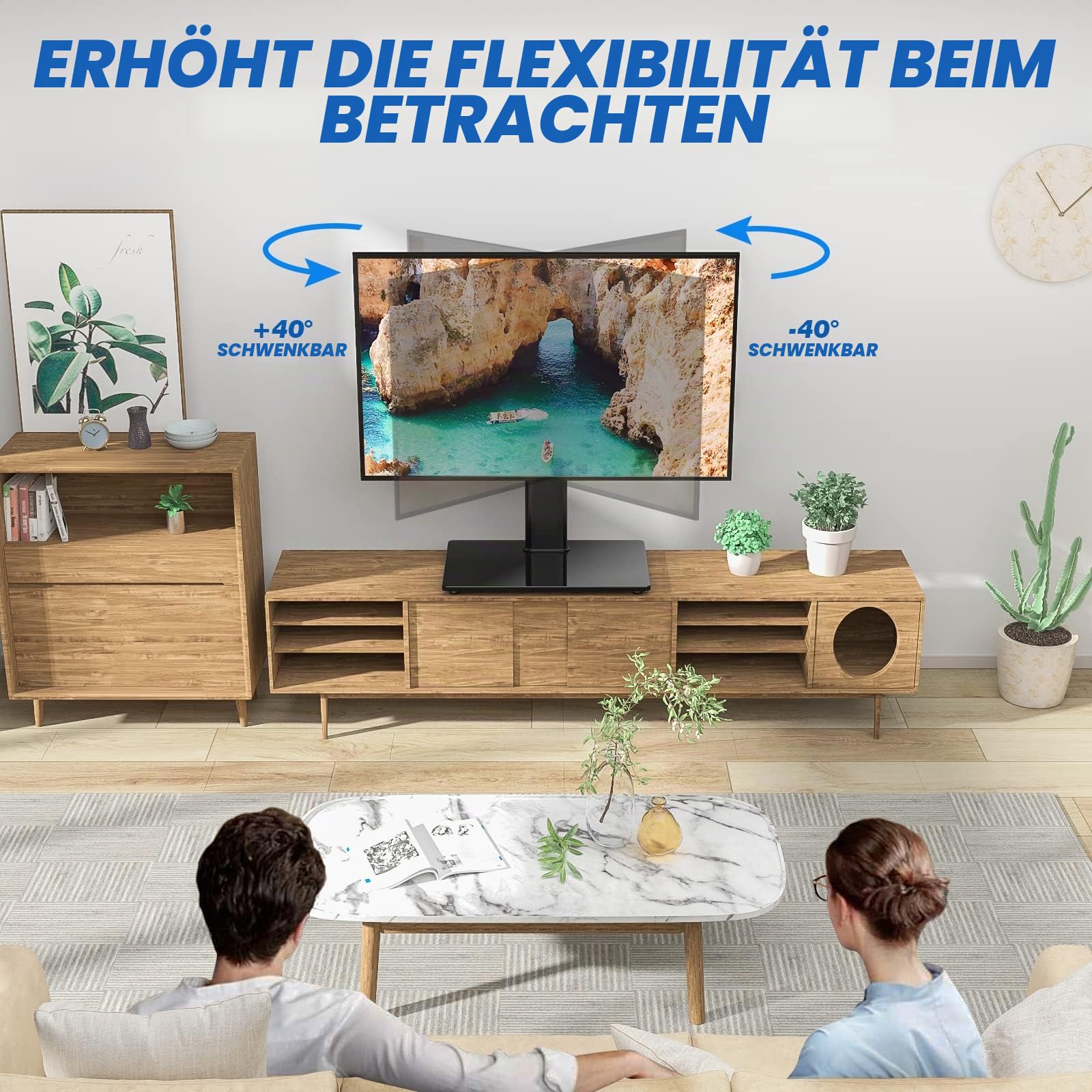 RFIVER Universal TV Standfuss TV Ständer Höhenverstellbar für 23-43 Zoll LCD LED OLED Plasma Flach & Curved Fernseher bis zu 30 KG TV Fuß Fernsehfuss Schwenkbar Max. VESA 200x200