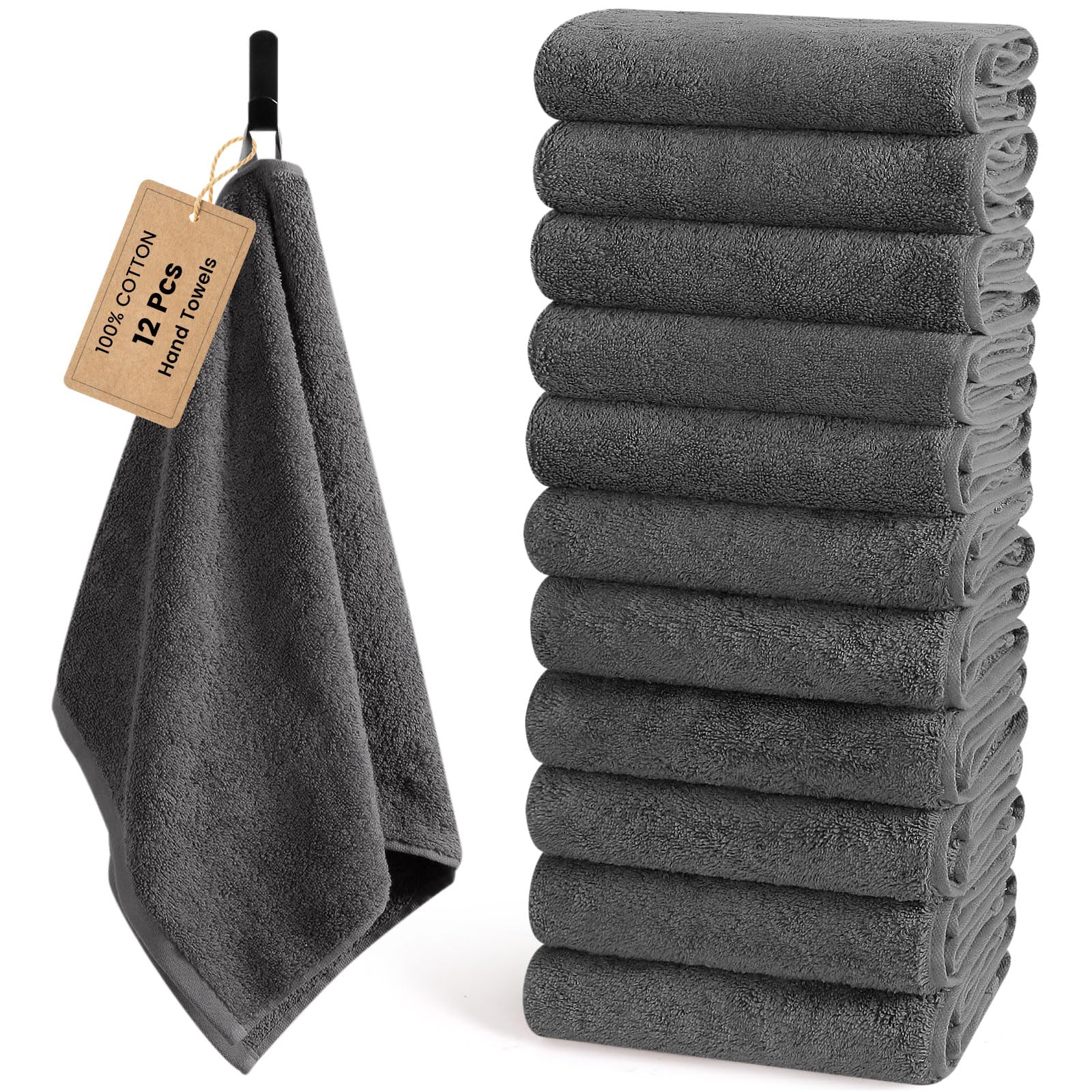 SEMAXE 12 toallas de mano, color gris