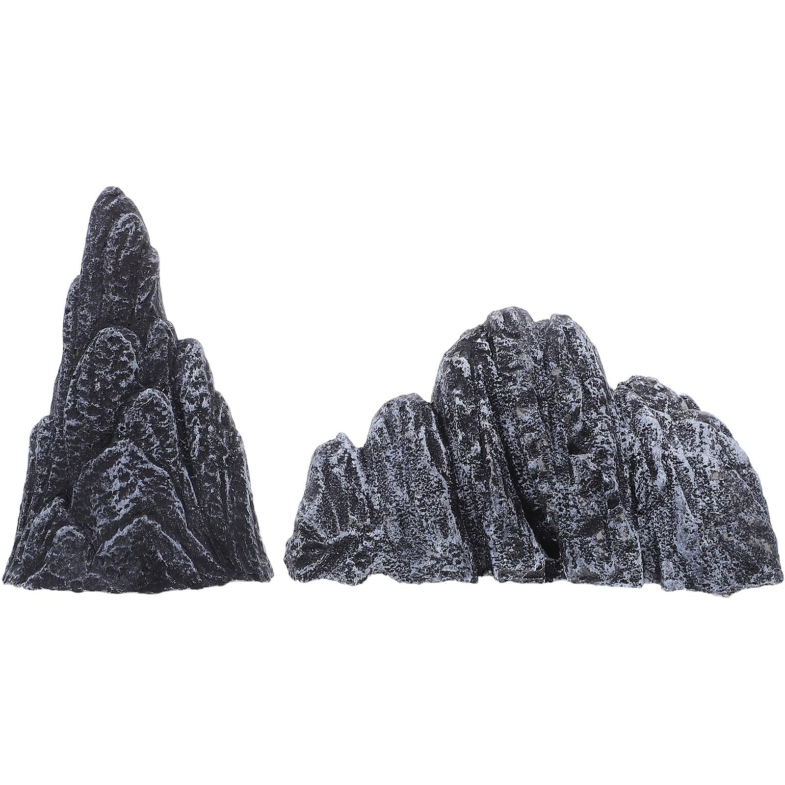 SPPEOUKJ 2pcs Miniature Resin Rockery Statue Realistic Small Mountain Landscape For Desktop Bookshelf Garden(10X6.6X4.5CM)