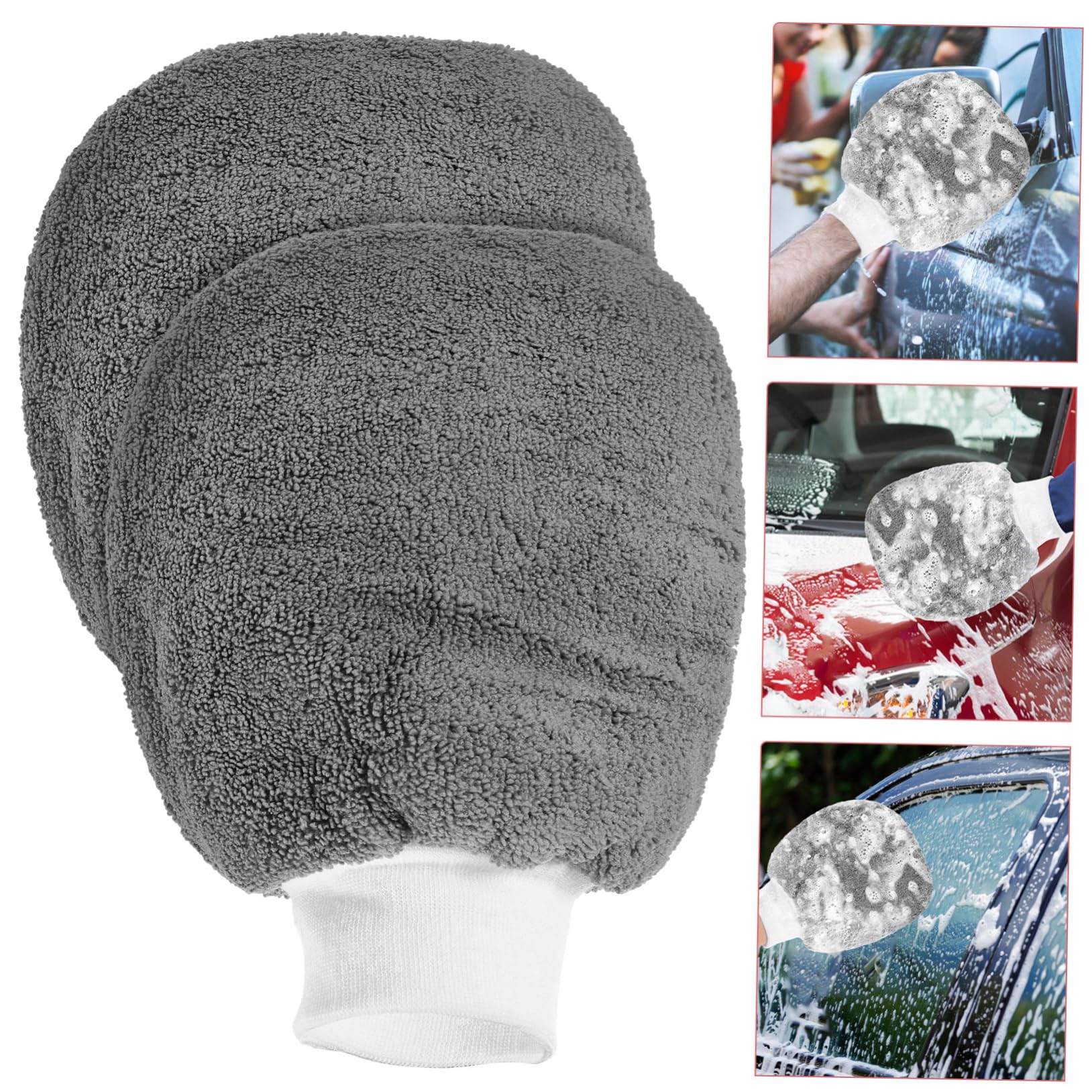 Didiseaon 5 Juegos Guantes De Lavado De Autos Guante De Lavado Auto Detallado para Auto Gel Guantes para Lavar Autos Guante De Lavado Exterior Fibra Extrafina Grey 2 Piezas * 5