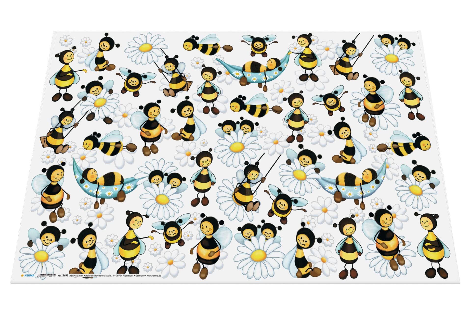 Set Di 3 Tappetini Da Scrivania Per Bambini - Motivo Prato Con Api - Cartone Rivestito, 55x35 Cm - HERMA - Foto 8