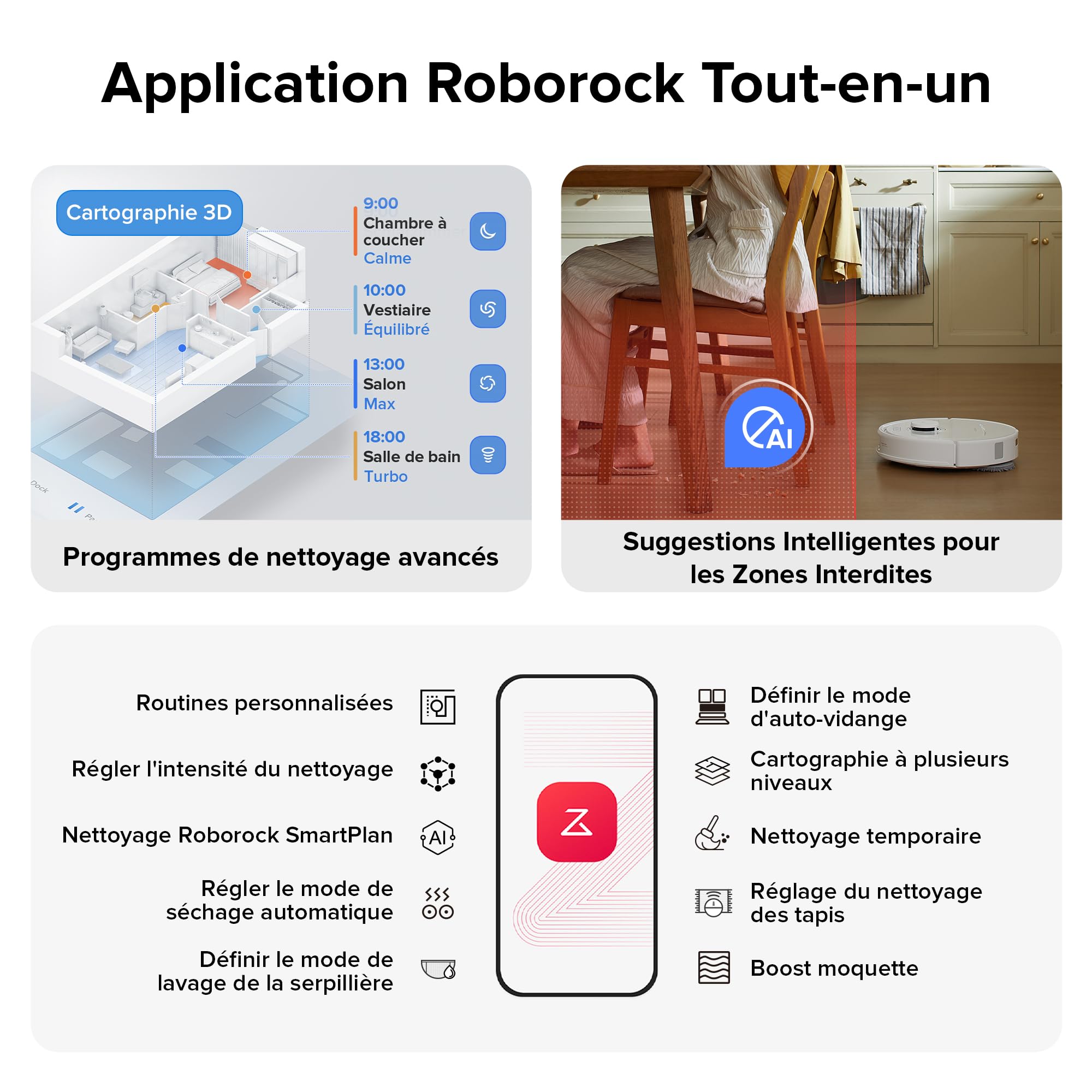 Roborock Qrevo S Aspirateur Robot Laveur, 7000Pa HyperForce, Double Serpillière Rotative 200 TR/Min, Relevable 10mm, Station Multifonctionnelle, 3D Cartographie, Reactive Tech (Reconditionné)