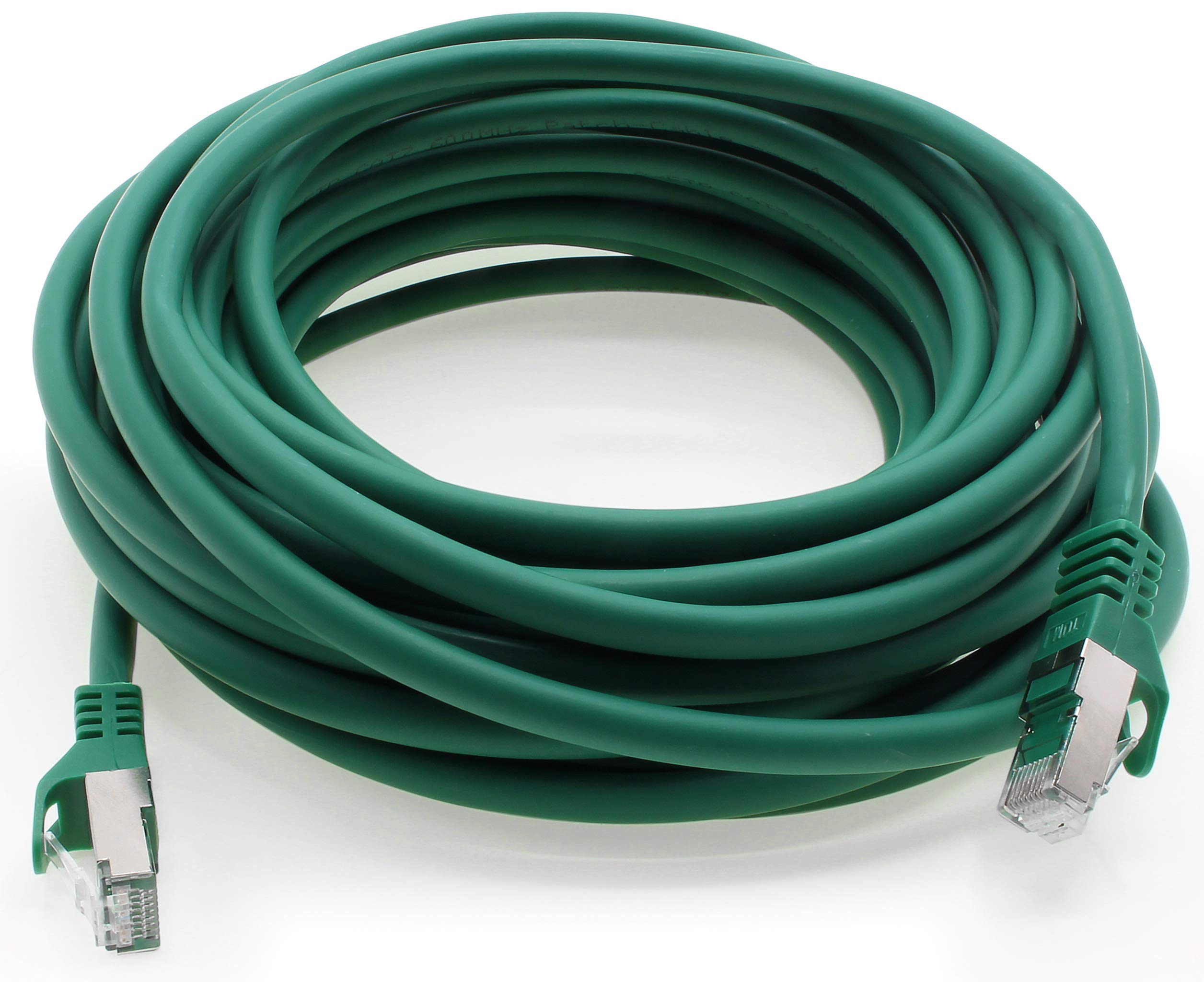 Kabel LAN 0,25 m Cat7 zielony 1 x kabel sieciowy Ethernet RJ45 10 Gbit/s SFTP kabel krosowy do routera modemu przełącznika PC, laptopa, konsoli gamingowej