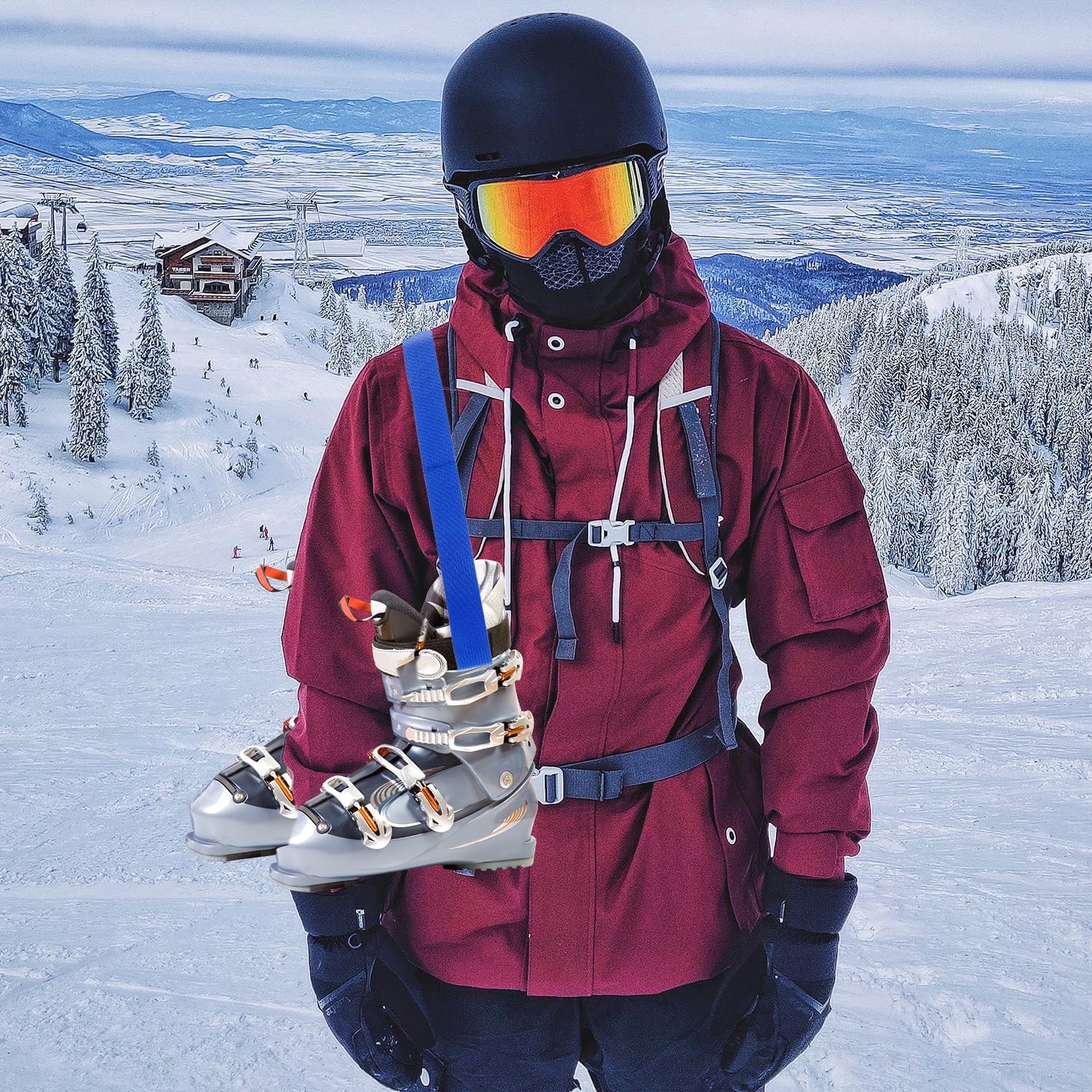 Lot De 2 Sangles De Transport De Skis Et De Bottes, 52 X 2,5