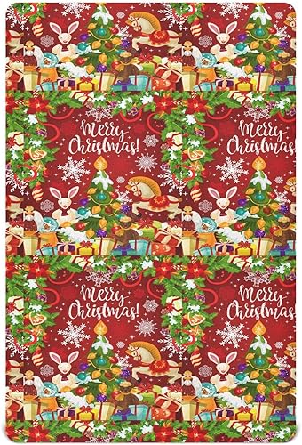 Merry Christmas Crib Sheets - Stretchy Fitted Crib Sheets for Boys Girls, Unisex Cozy Baby Crib Sheet 28 x 52 x 9 Inches disponible en Yaxa Venezuela