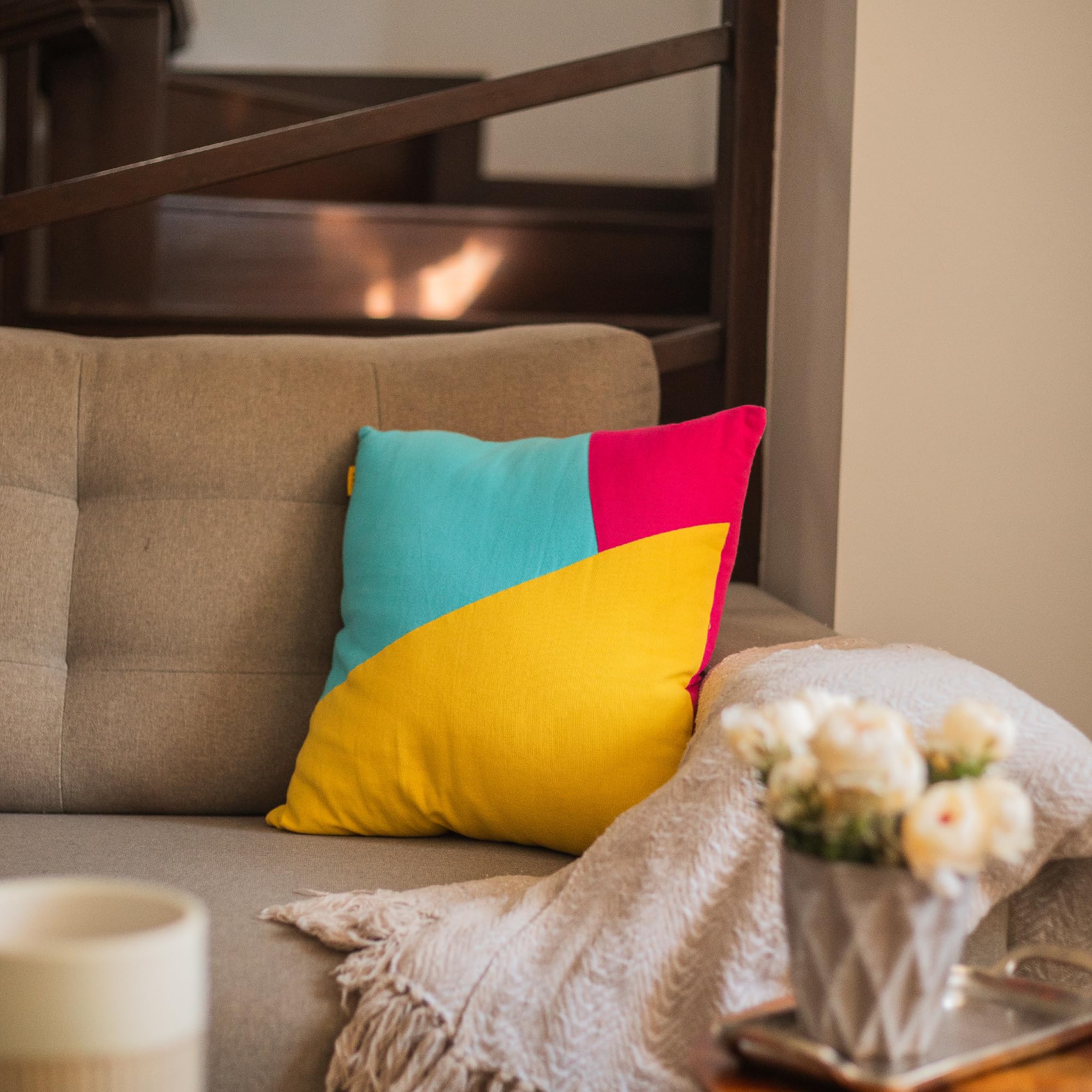 10Club 3-Colour Cushion Cover (Set of 2) (16x16) | Yellow/Pink/Blue (B0CW6J5J3J) Amazon Price History, Amazon Price Tracker