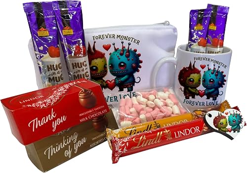 Pandok Mug Gift Set - Lil' Monsters Forever Love with Hot Chocolate and Lindt Treats