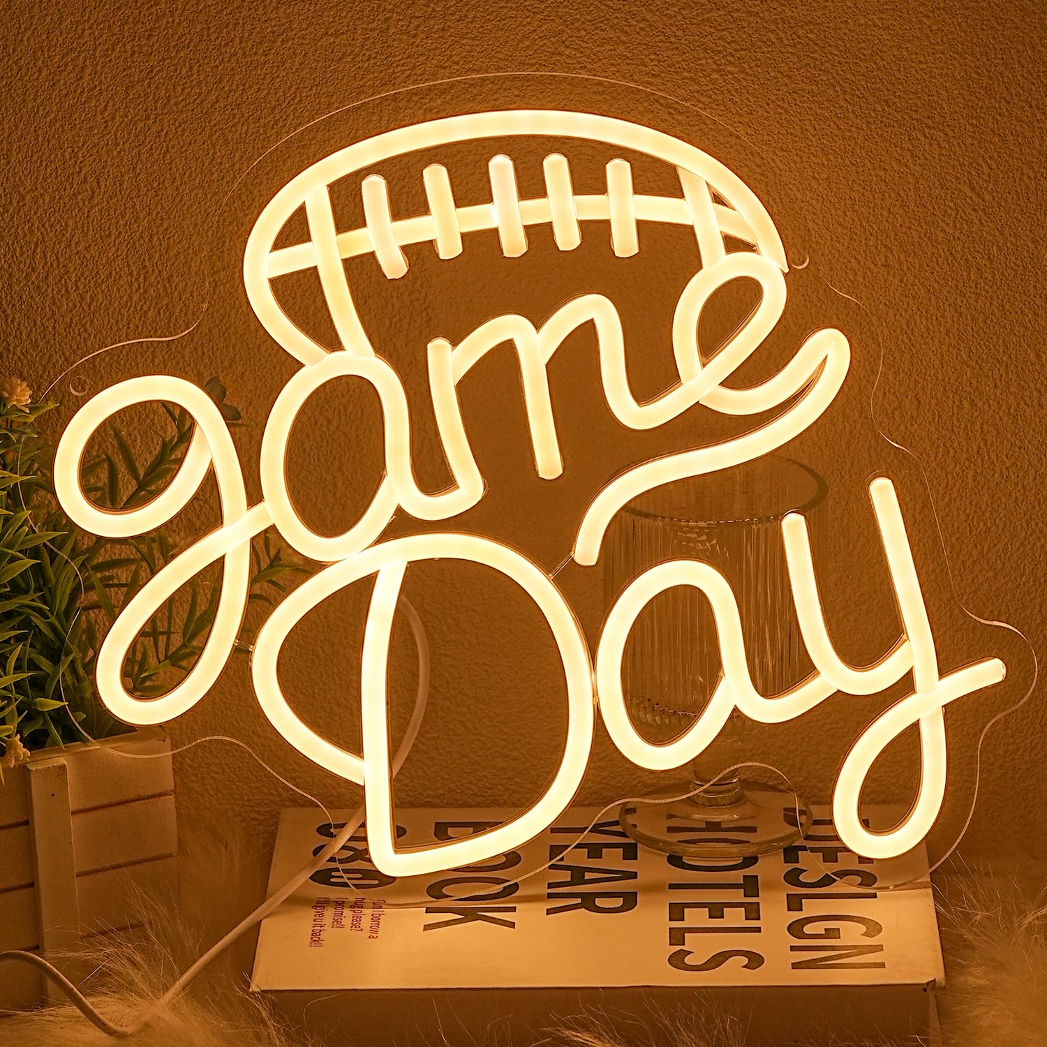 Game Day Neon Schild für Wanddekoration Fußball LED Schild Game Neon Schilder Wärme weiße Buchstaben LED Neon Schild für Mann Höhle Sport Studio Kunst Geburtstag Spiel Tag Geschenk