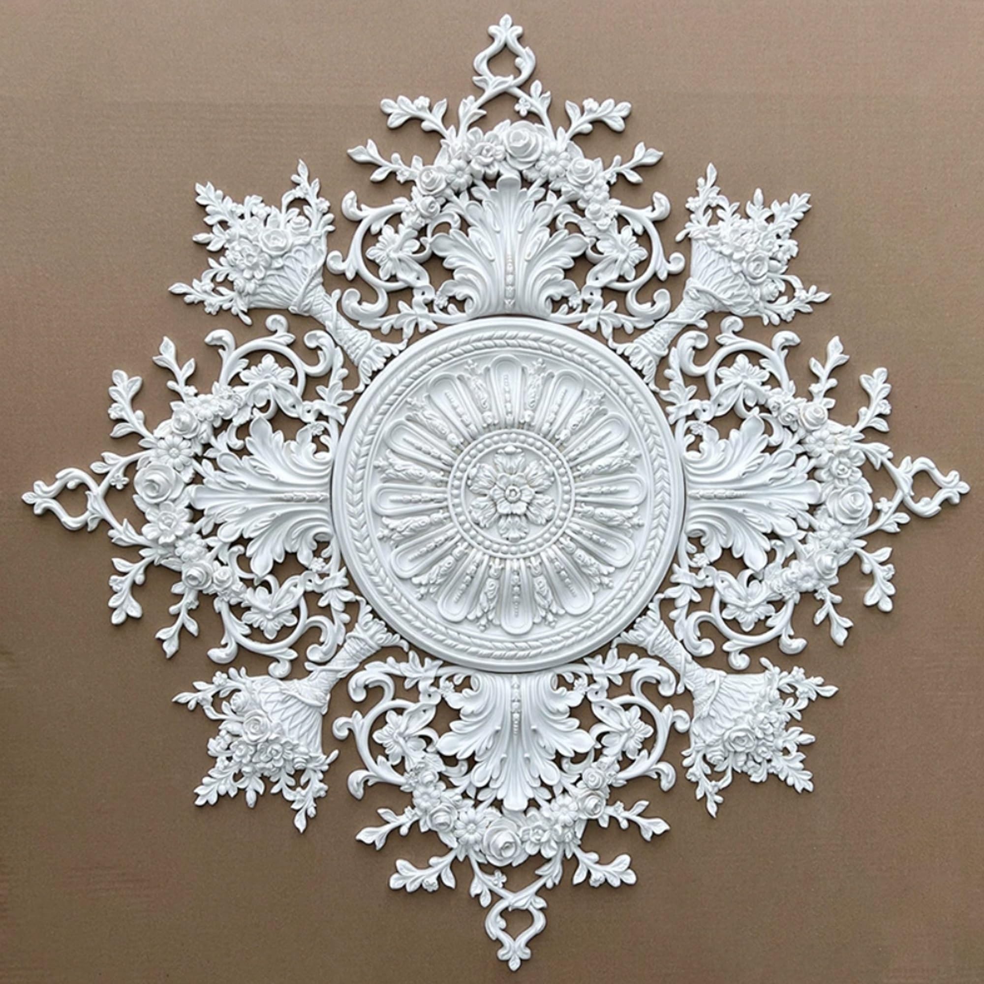 105cm Rosone Lampadario Soffitto Bianco Polistirolo Decorativo | Medaglione del Ventilatore Rotonda Moderno per Pareti Portalampada