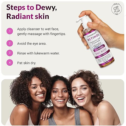 Miniatura 6 de DERMATOUCH Limpiador facial Retinol, 8 onzas, ácido hialurónico, pepino y vitaminas, hecho en Estados Unidos