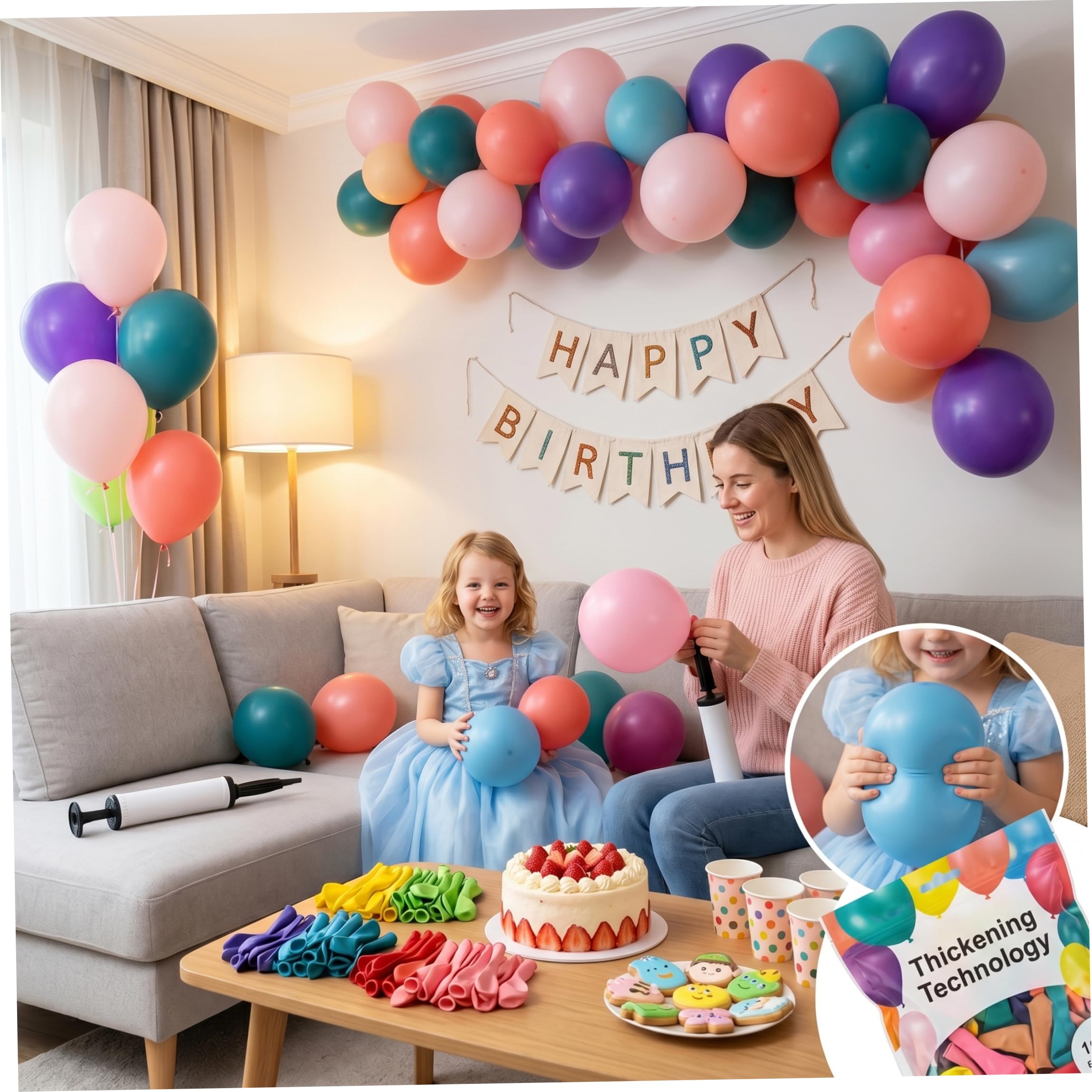1000 globos a granel de 10.0 in de grosor, látex mate, fiesta de arcoíris, colores mezclados